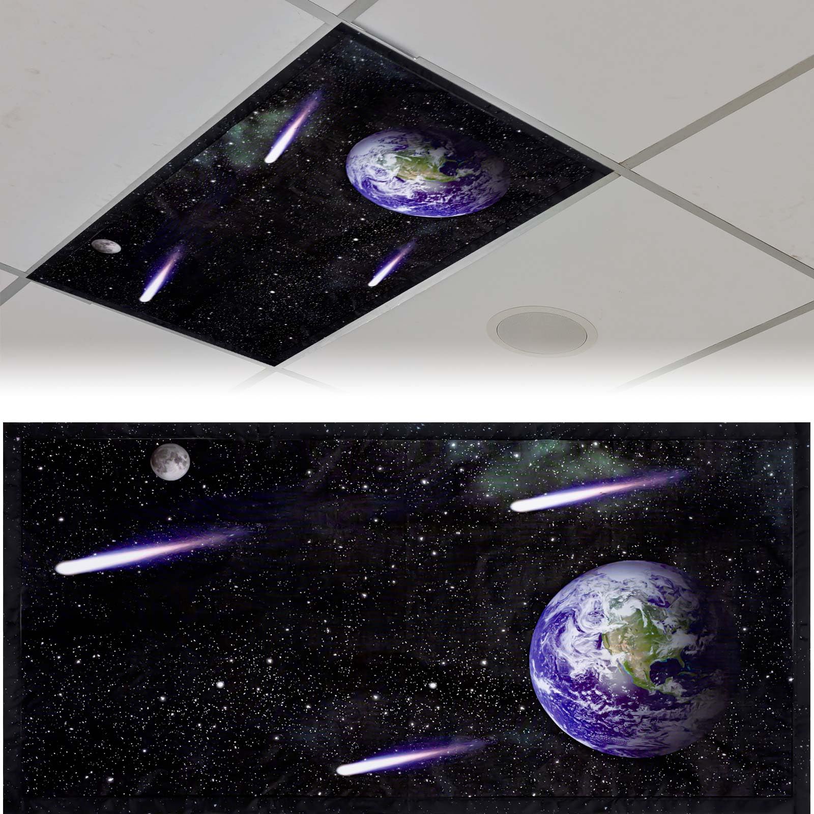 Patelai Fluorescent Light Cover with 10 Magnets, 4 x 2 Feet, Black, Model PT-Patelai-44510 for Classroom, Home, Office Decor