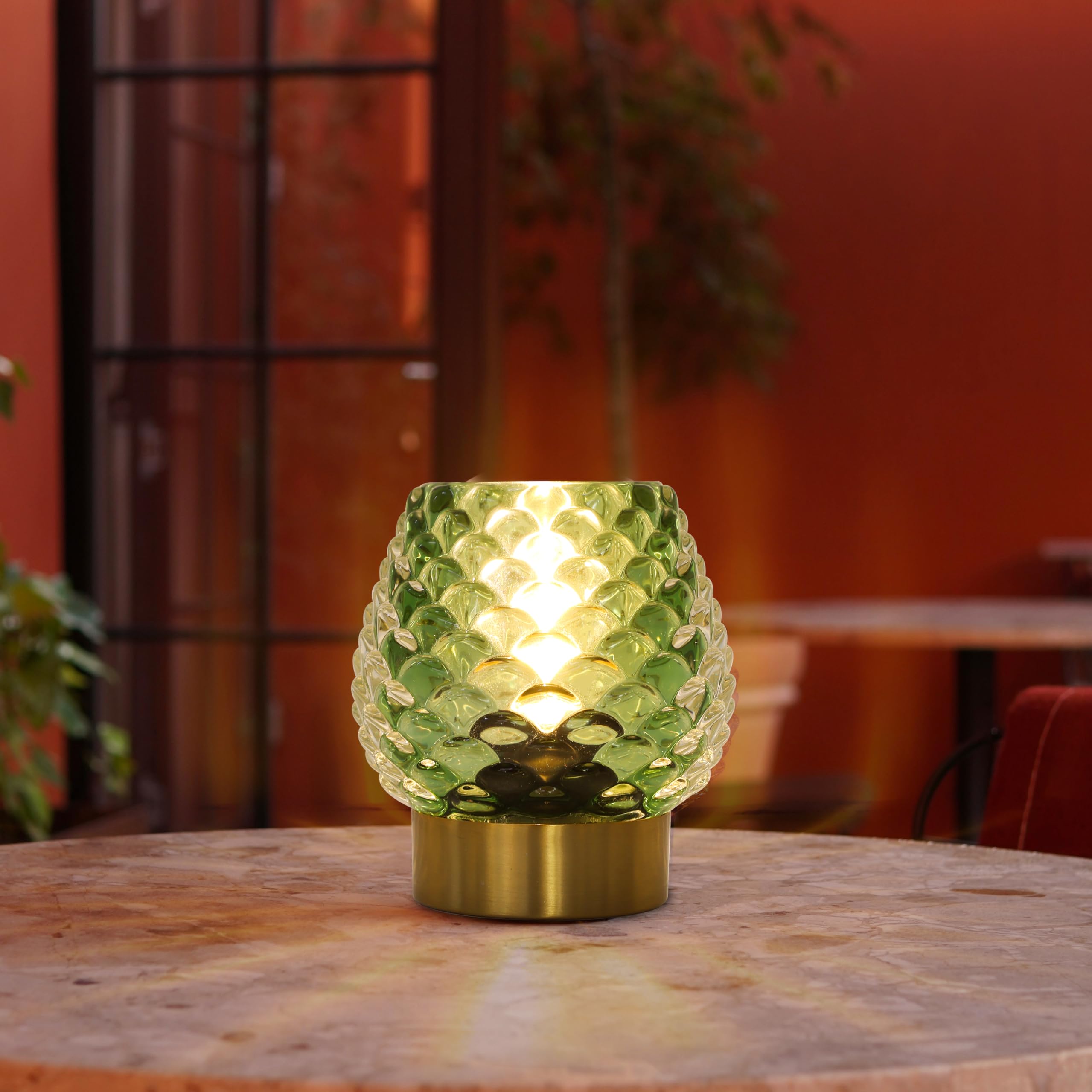 Cycodo Small Table Lamp, Cordless LED Bulb, Timer, Green, Model TD2-G, 1 Pack, Battery Operated for Bedroom, Bathroom, Kitchen, Living Room
