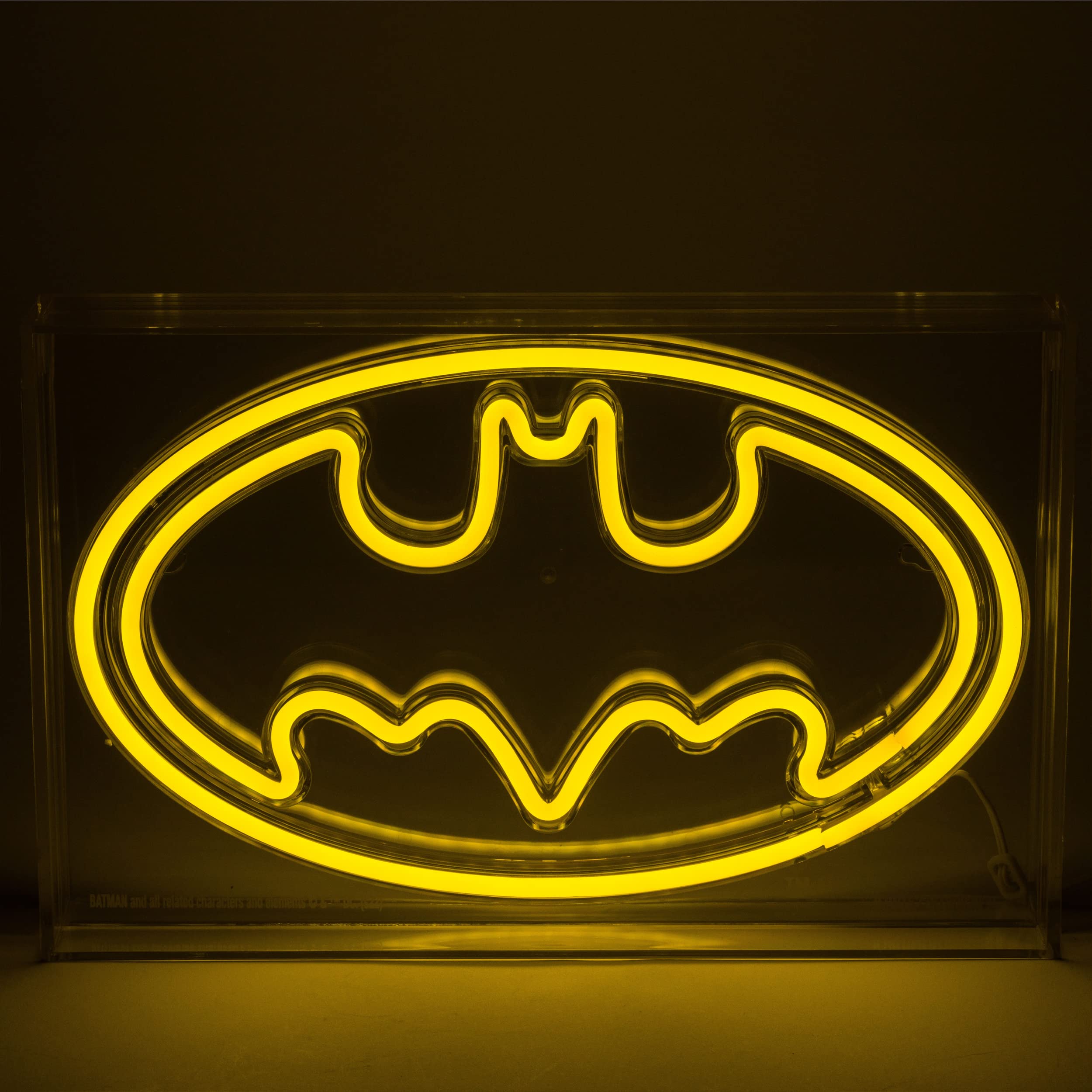 Silver Buffalo DC Comics Batman Logo Symbol USB Powered Neon Light Box, 12 x 7 Inches