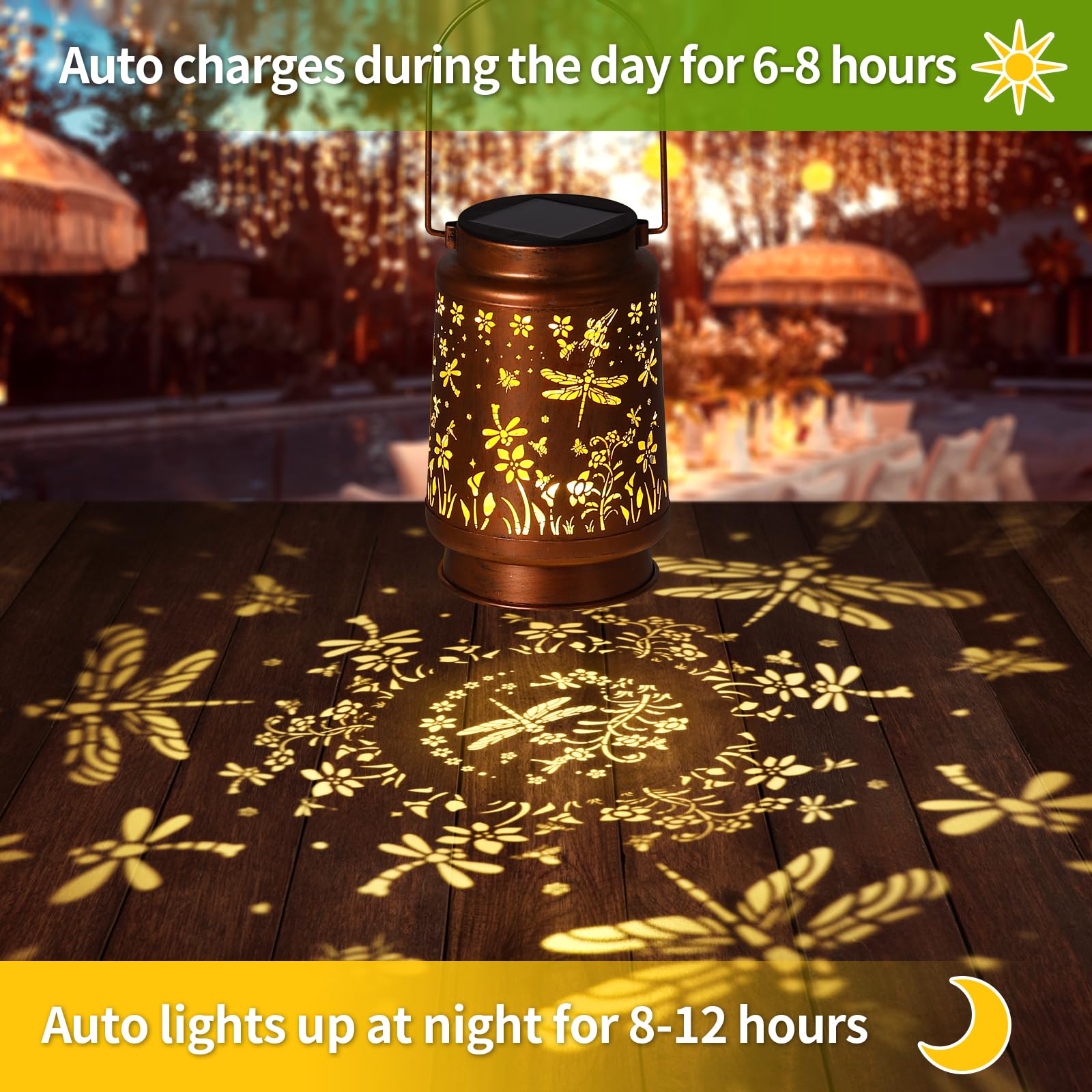 Dragonfly Solar Lanterns Outdoor Waterproof Garden Decor, Metal Led Garden Light,For Yard, Patio, Lawn, Tabletop, Pathway, Lands