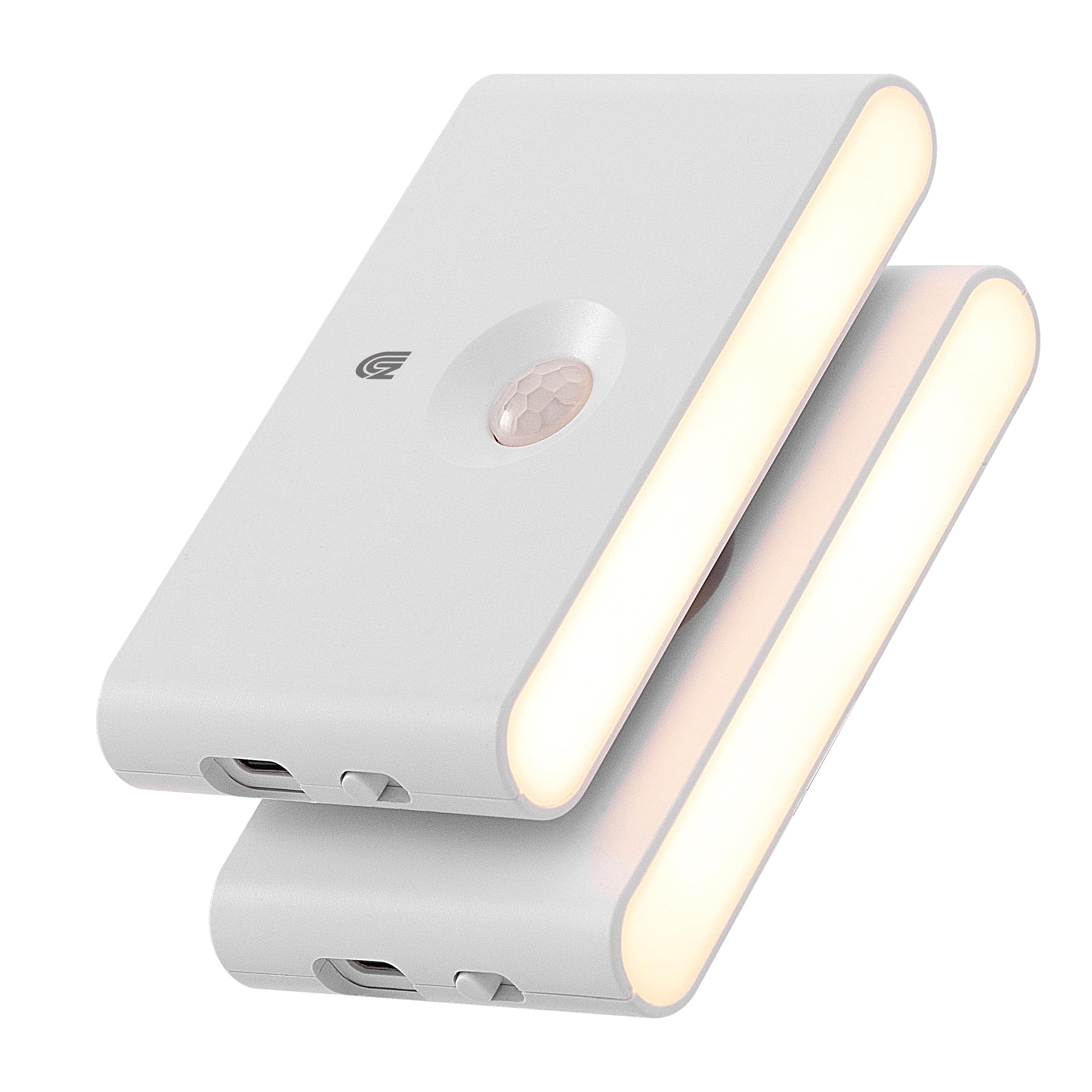 UNIDISCIPLE 2 Pack Rechargeable Night Lights with Motion Sensor and Dusk to Dawn Sensor, Warm White LED Light, Wireless Design, 