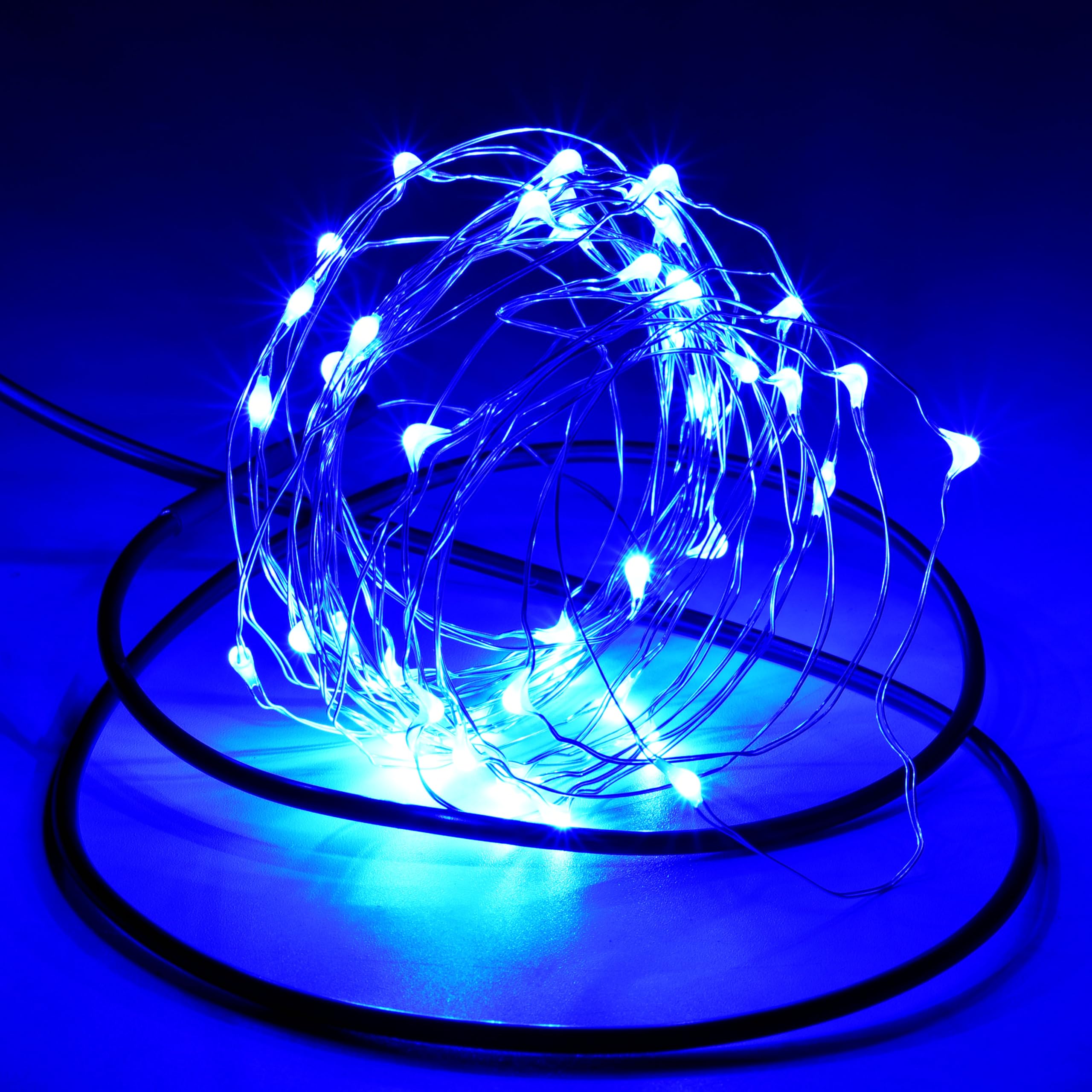 Karlling Usb Plug In Led Fairy Lights 5 Packs Of 50 Led Bulbs 16 Ft Silver Wire Waterproof Starry String Lights For Bedroom Patio Garden Party Wedding Commercial Lighting (Blue)