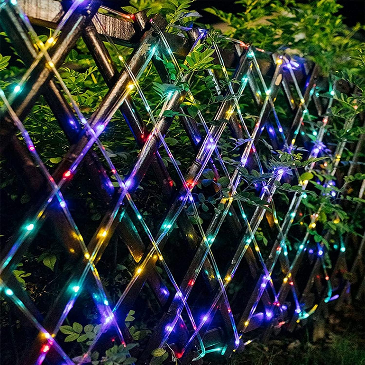 Yeguo 66Ft 200 Led Solar Multicolor Trampoline Lights, 8 Modes Outdoor Fairy Rope Lights