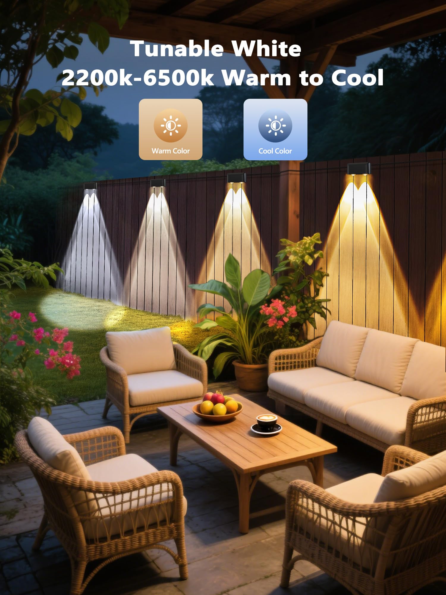 Brizled Smart Outdoor Fence Lights  12 Lamps Tunable White + Rgb Deck Lights App Controlled Compatible With Alexa & Google Home  Music Sync Fence Outdoor Lighting For Garden Backyard Yard Home Decor