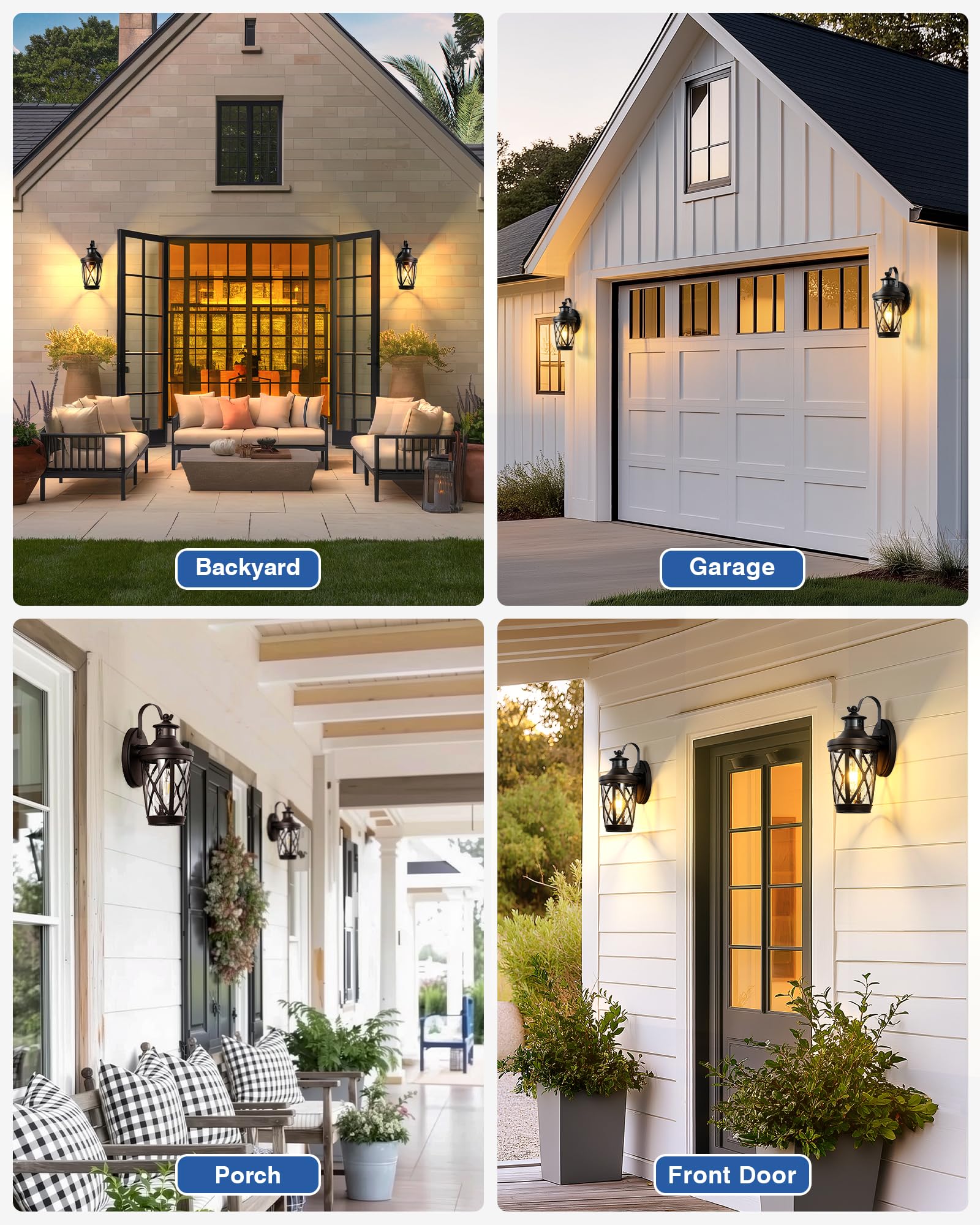 Vianis Motion Sensor Outdoor Wall Lantern For Porch  Oil Rubbed Bronze Exterior Lighting Fixtures Wall Mount  2-Pack Exterior Sconce Light With Tempered Seed Glass  Outdoor Garage Lights For Coach