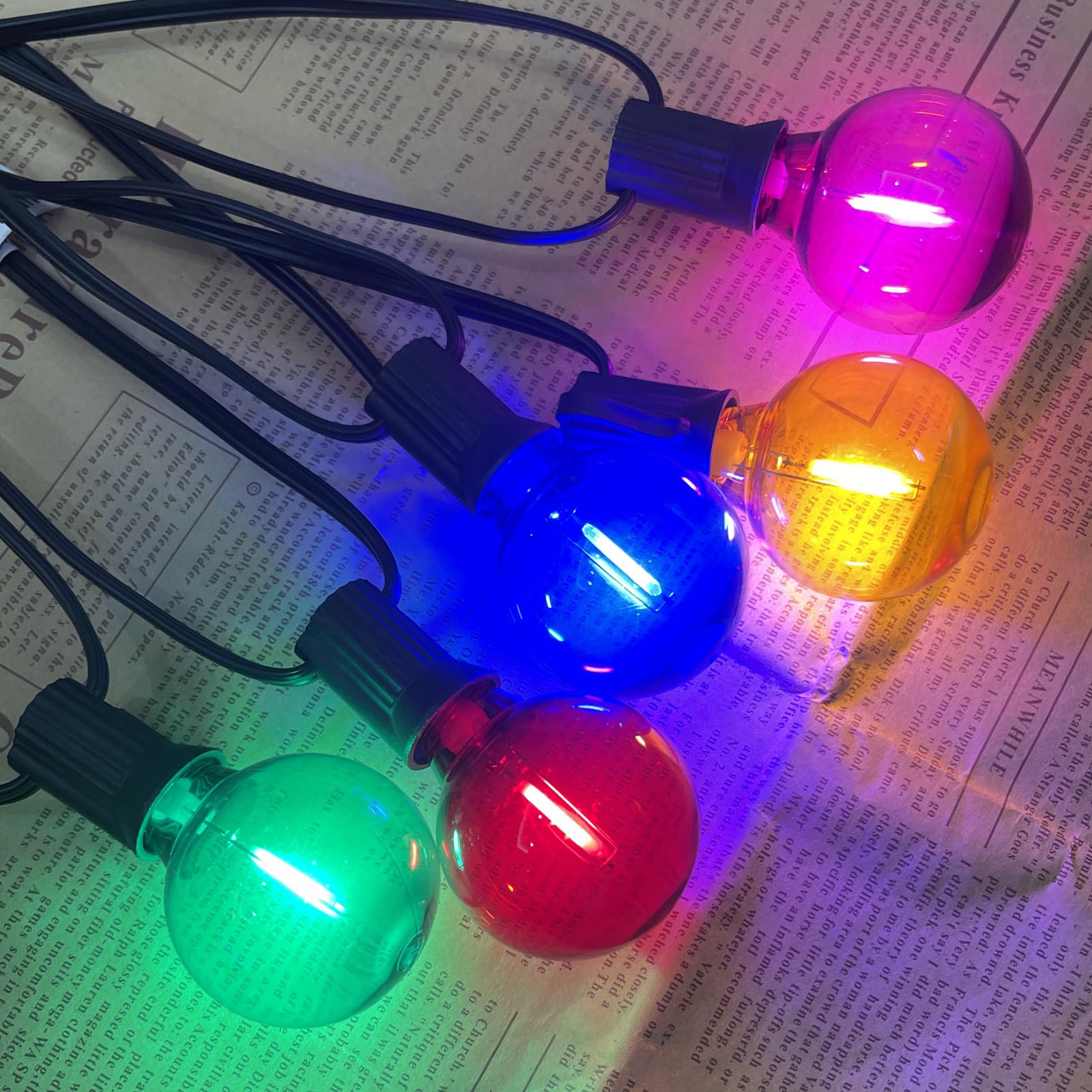 Goothy 25 Pack G40 Frosted Multicolor Led Globe Lights Bulbs, E12/C7 Candelabra Base Led Replacement Bulbs For Christmas Easter Outdoor String Lights, 0.6W Shatterproof Led Colorful Night Light Bulbs