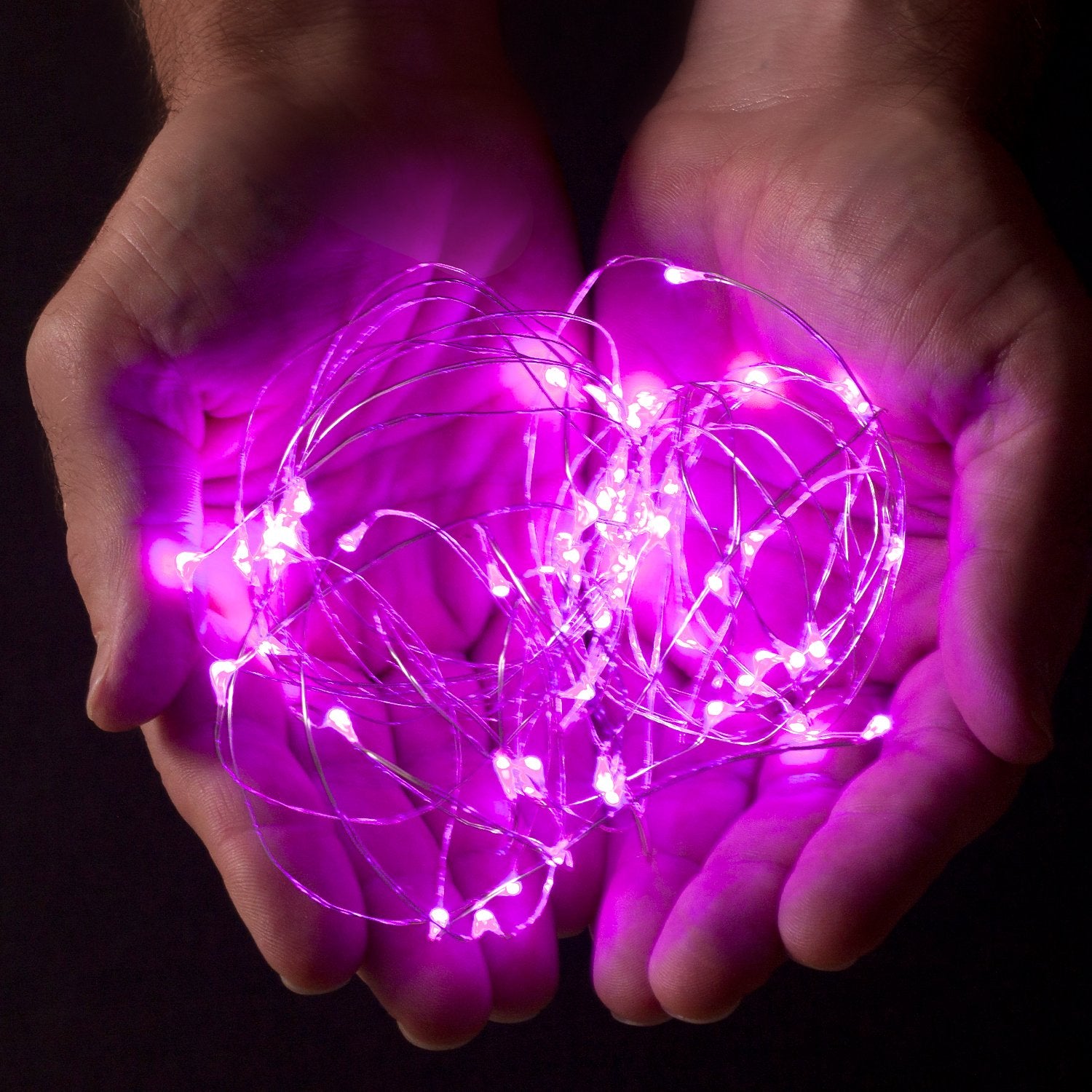 RTGS 2 Sets 20 LEDs Pink String Lights, Silver Wire, 6.5 ft, Battery Powered, Indoor/Outdoor Fairy Lights for DIY, Christmas, Party