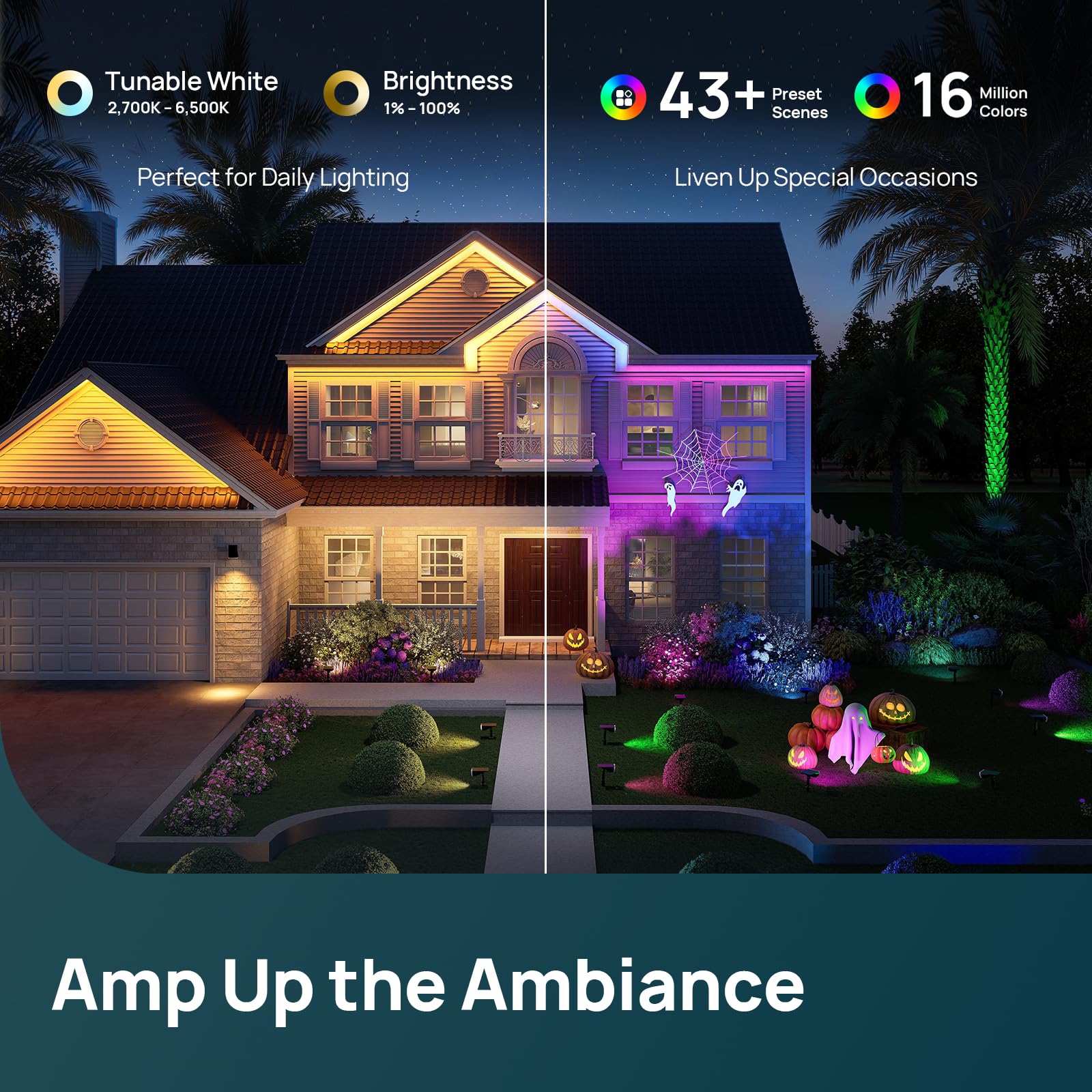 Linkind Smart Solar Spotlight Sl5C, Color Changing Landscape Lighting, App/Voice Control Solar Lights Outdoor, Ip67 Waterproof S