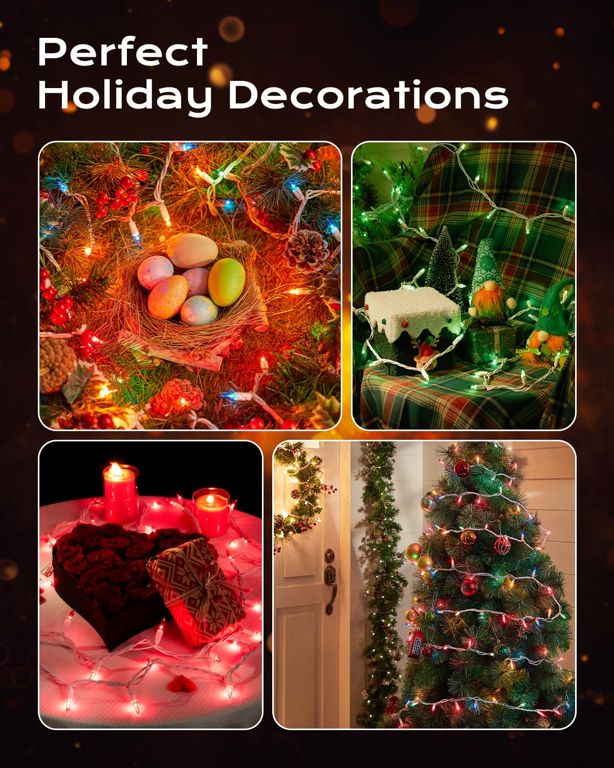 Brightown Clear Christmas String Lights  200-Count 51.5Ft Incandescent Bulb Mini Lights For Indoor Holiday Decor  Christmas Tree Garland Wedding Party Multi-Use Festival Decoration  White Wire