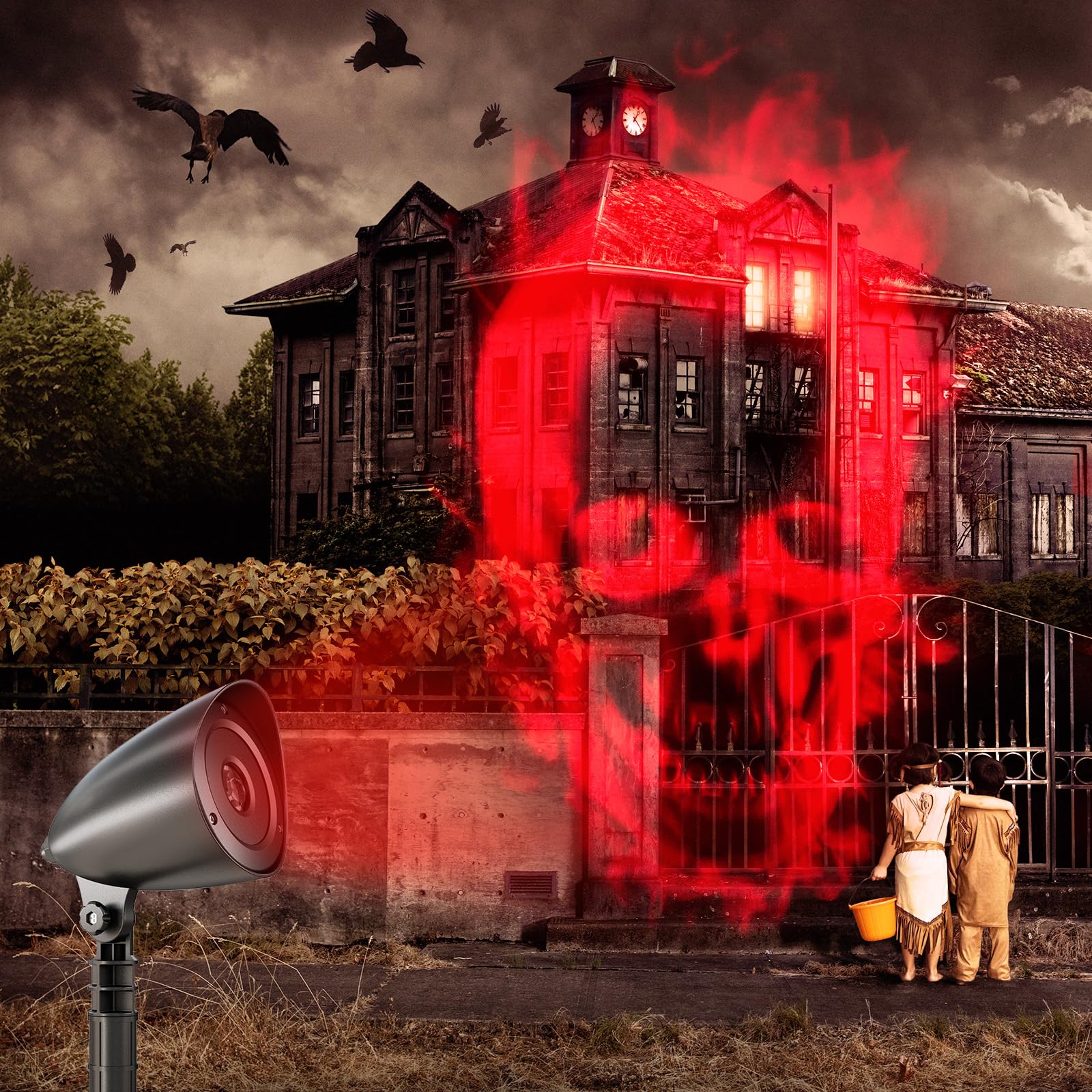 Minetom Halloween Projector Lights, 3D Skull Design, Waterproof, 1in, Red Skull Projector, Model KS-GL109MD