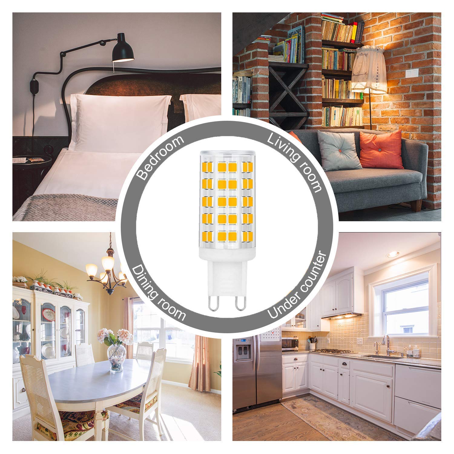 OHLGT G9 LED Bulbs 6W Dimmable Warm White 3000K 600LM Bi Pin 6 Pack