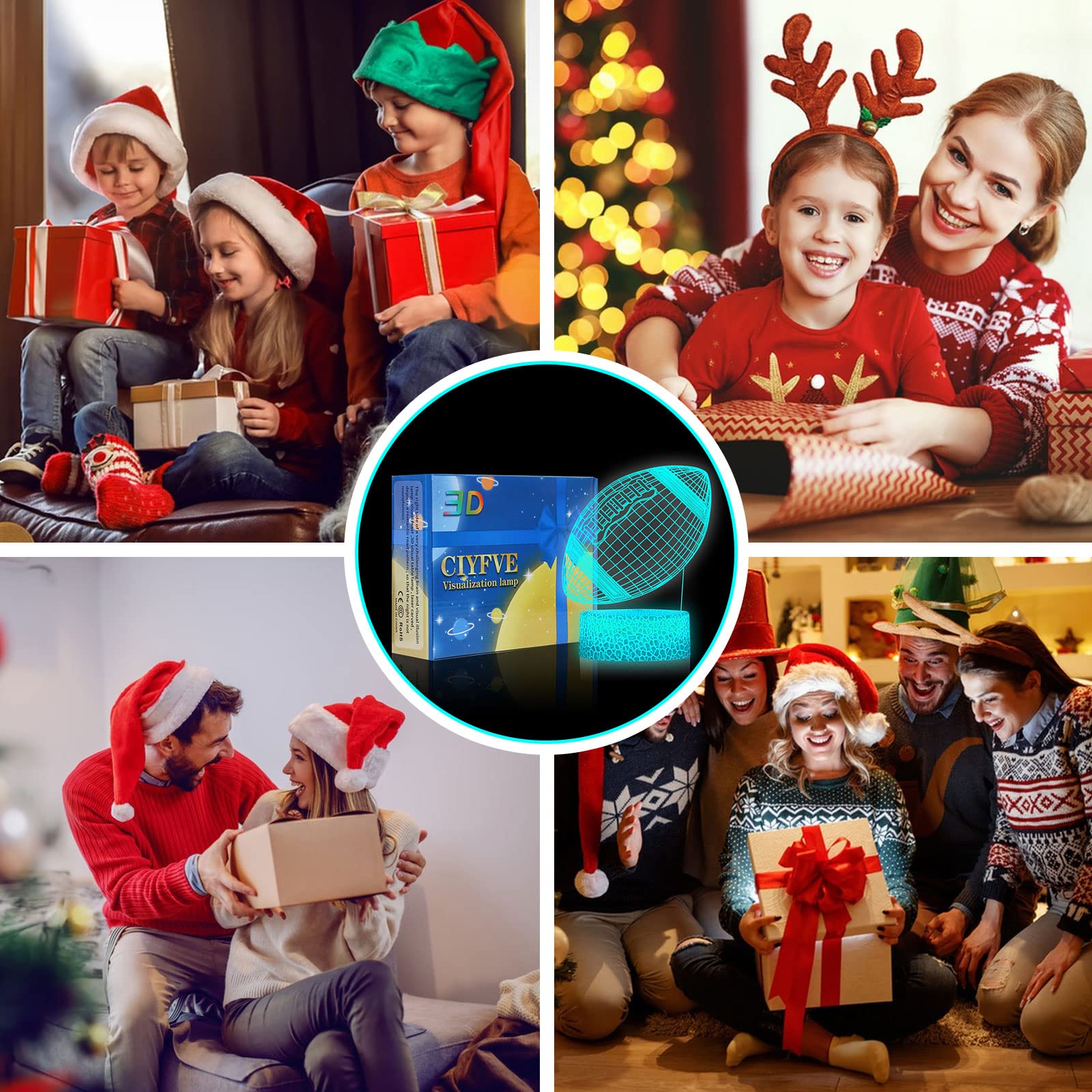 Shanjianke Football 3D Night Light Touch Control - 7 Colors Auto Gradient Night Light,Kids Night Light Suitable For Home Outdoor