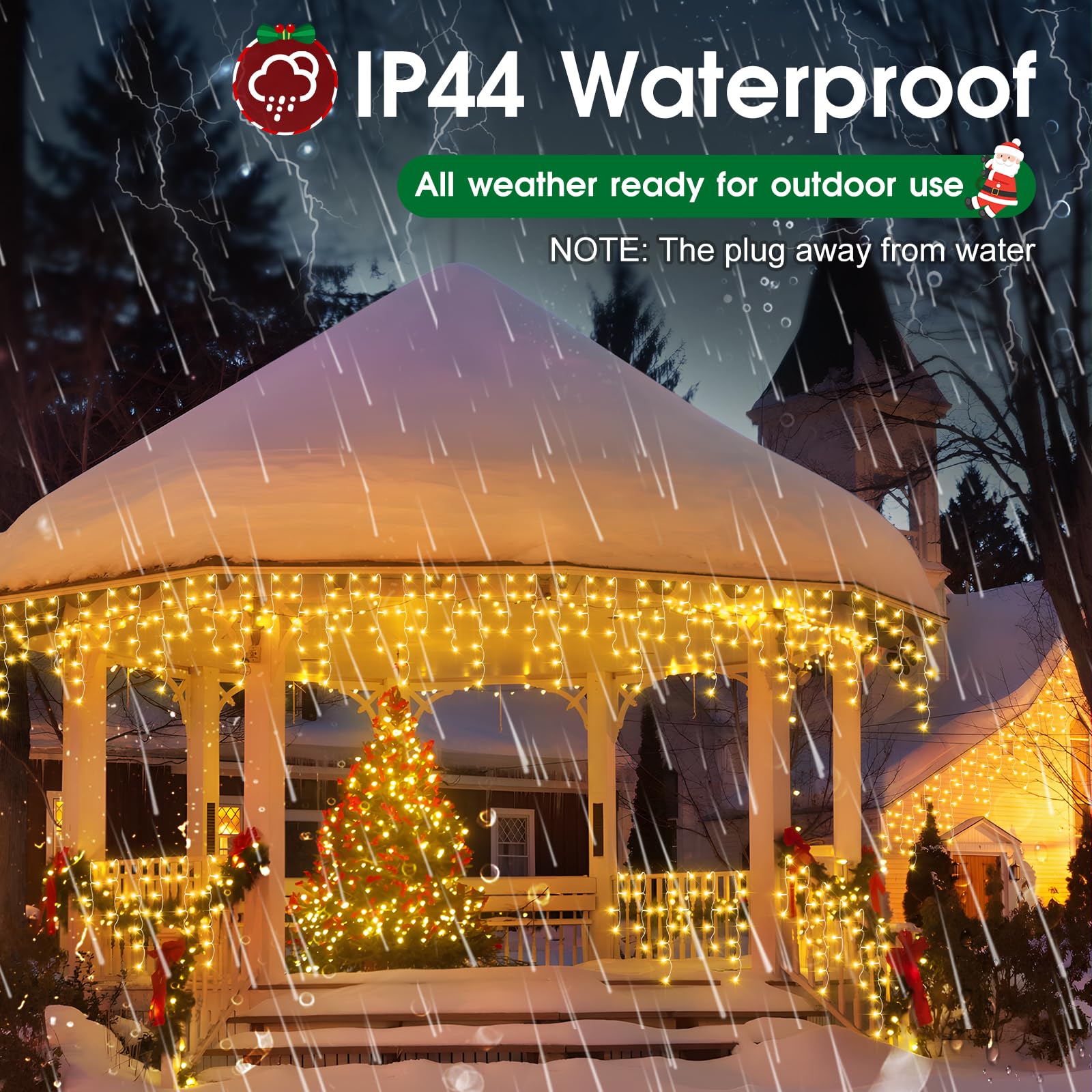 Hezbjiti 2Pack Total 800Led Ice Lights 32.8Ft Christmas Lights String Lights Outdoor Decoration 8 Modes 75 Drops Fairy Lights Fo