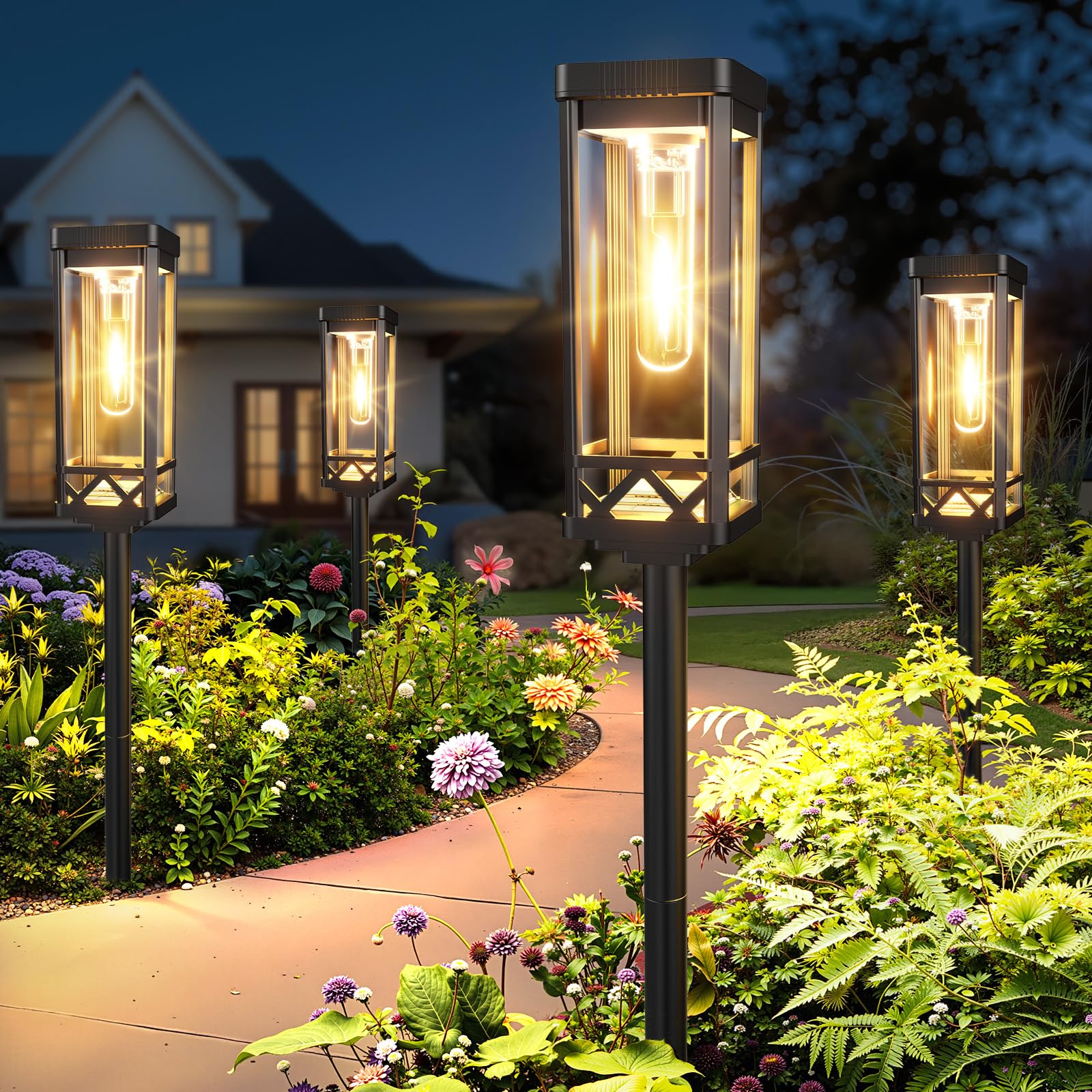Kooper Taller Solar Pathway Lights Outdoor  2 Pack Upgraded Brighter Solar Garden Lights Solar Powered  Up To 15 Hours Outdoor Solar Lights For Yard Landscape Lighting Path Walkway Driveway Sidewalk