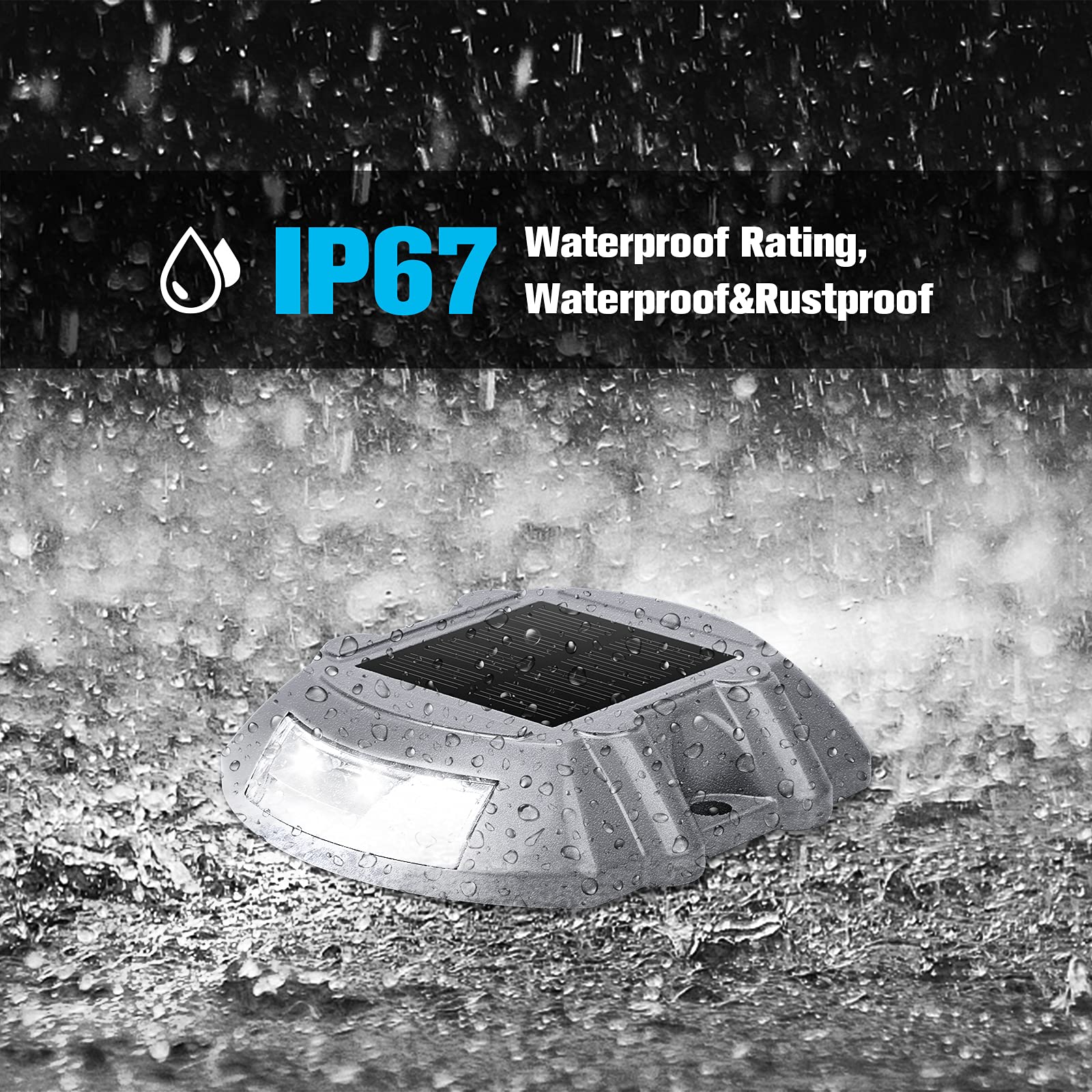 VOLISUN Solar Deck Lights, 12-Pack Waterproof LED Step Lights, White, IP67, for Driveway, Sidewalk, Garden Pathway