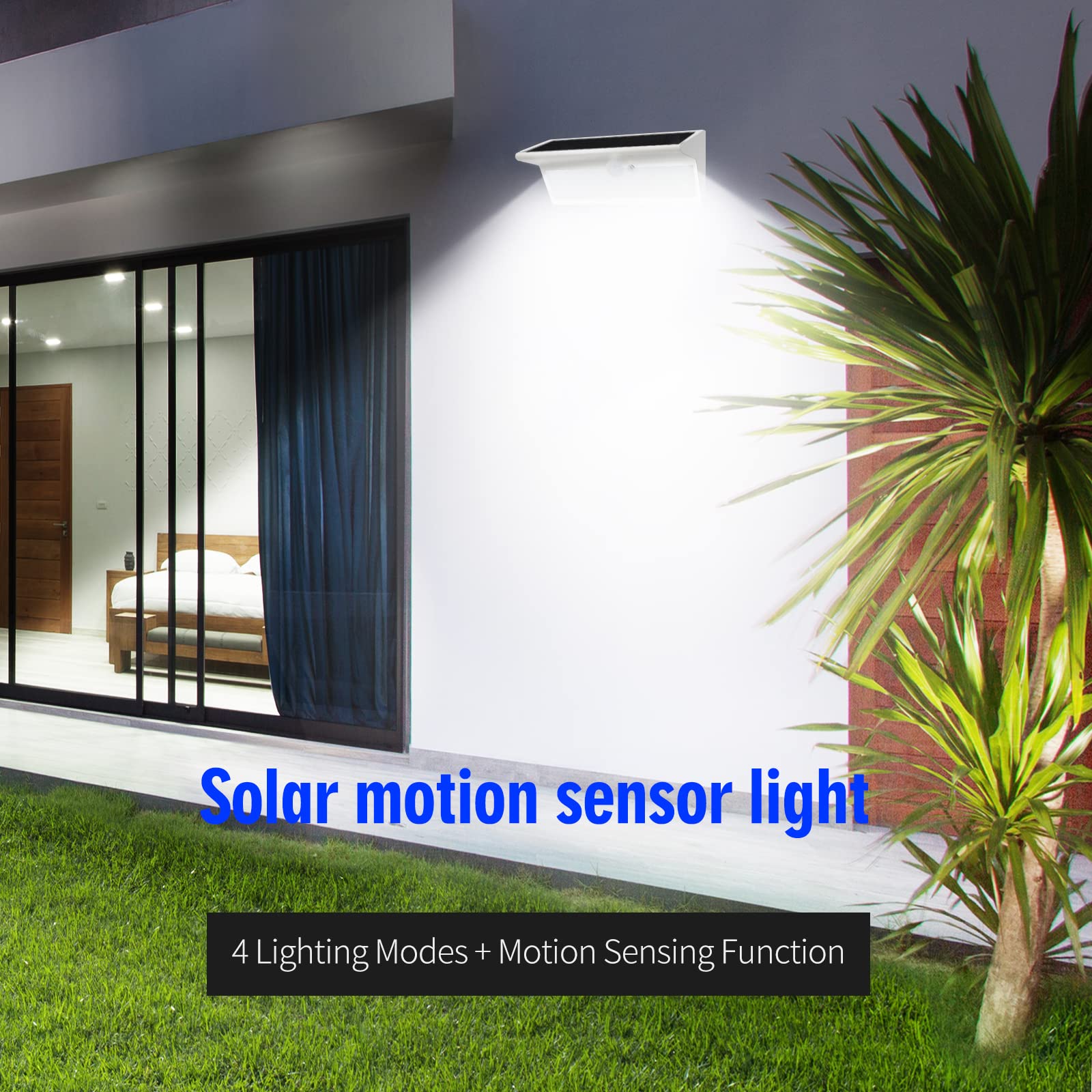 Mhazdze Solar Motion Sensor Lights, 800Lm 46Led, Ip65 Waterproof, 4 Modes For Outdoor Use