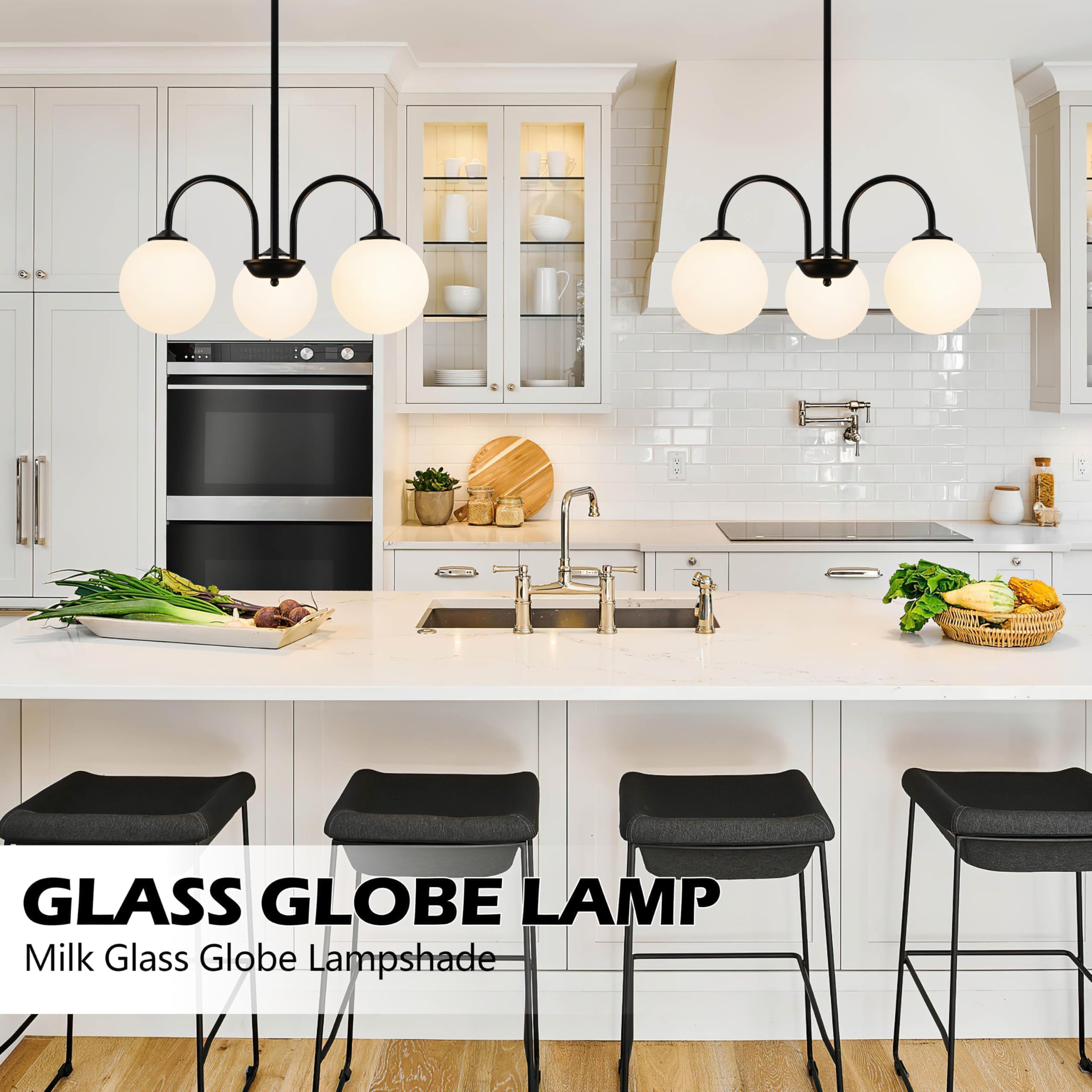 Bagood Black Sputnik Chandelier 3 Lights Mid Century Pendant Light Globe Light Fixture 19.6    Modern Sputnik Chandelier With Mi