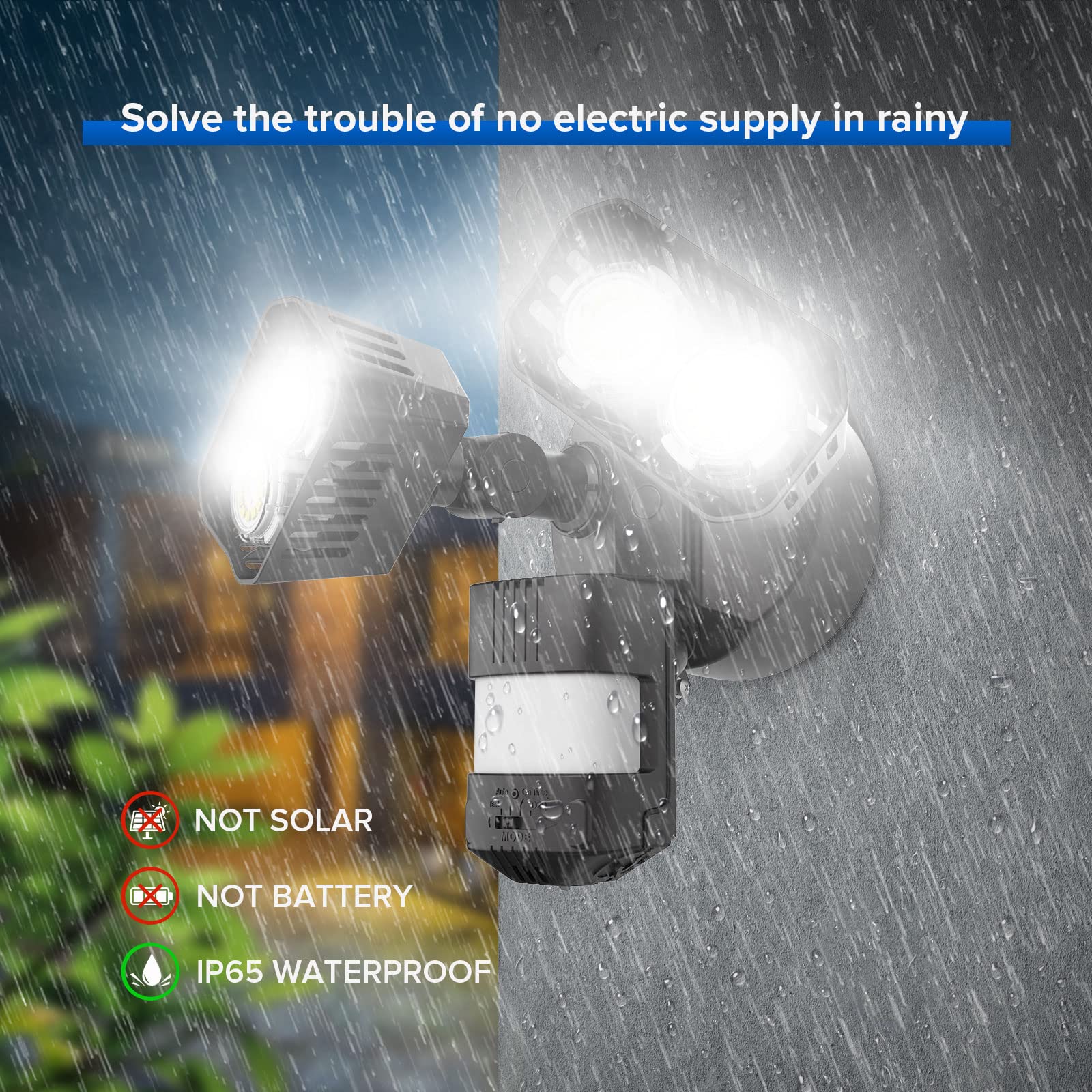 SANSI Motion Sensor Outdoor Light, 28W 3500LM, IP65 Waterproof, Black, Model C2440-GW for Soffit, Garage, Yard