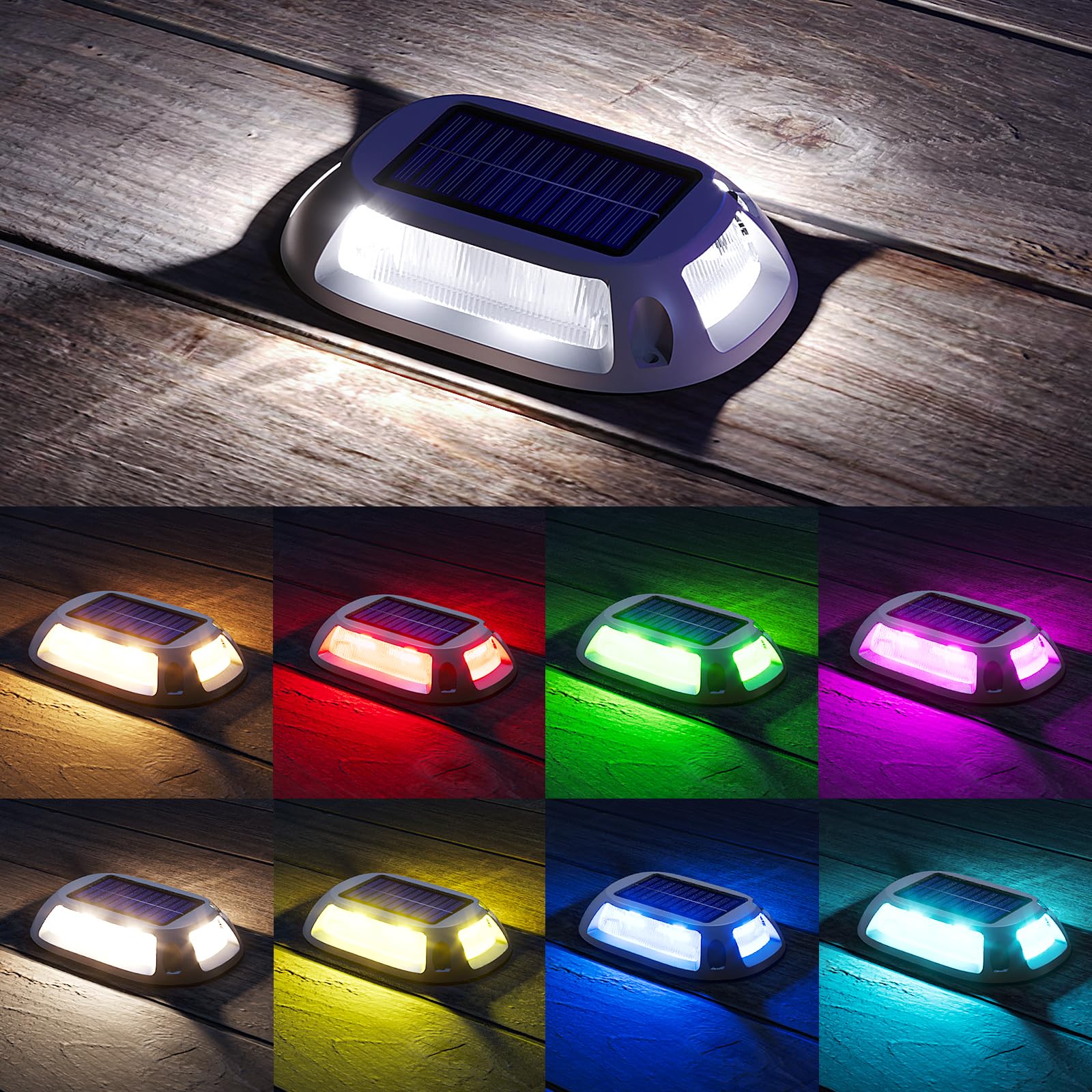 12Modes Solar Driveway Lights - 8Pack Marine Dock Lights Solar Powered Waterproof - Ip68 Solar Deck Lights Outdoor Waterproof - Led Driveway Markers - Aluminum Alloy Boat Dock Lights