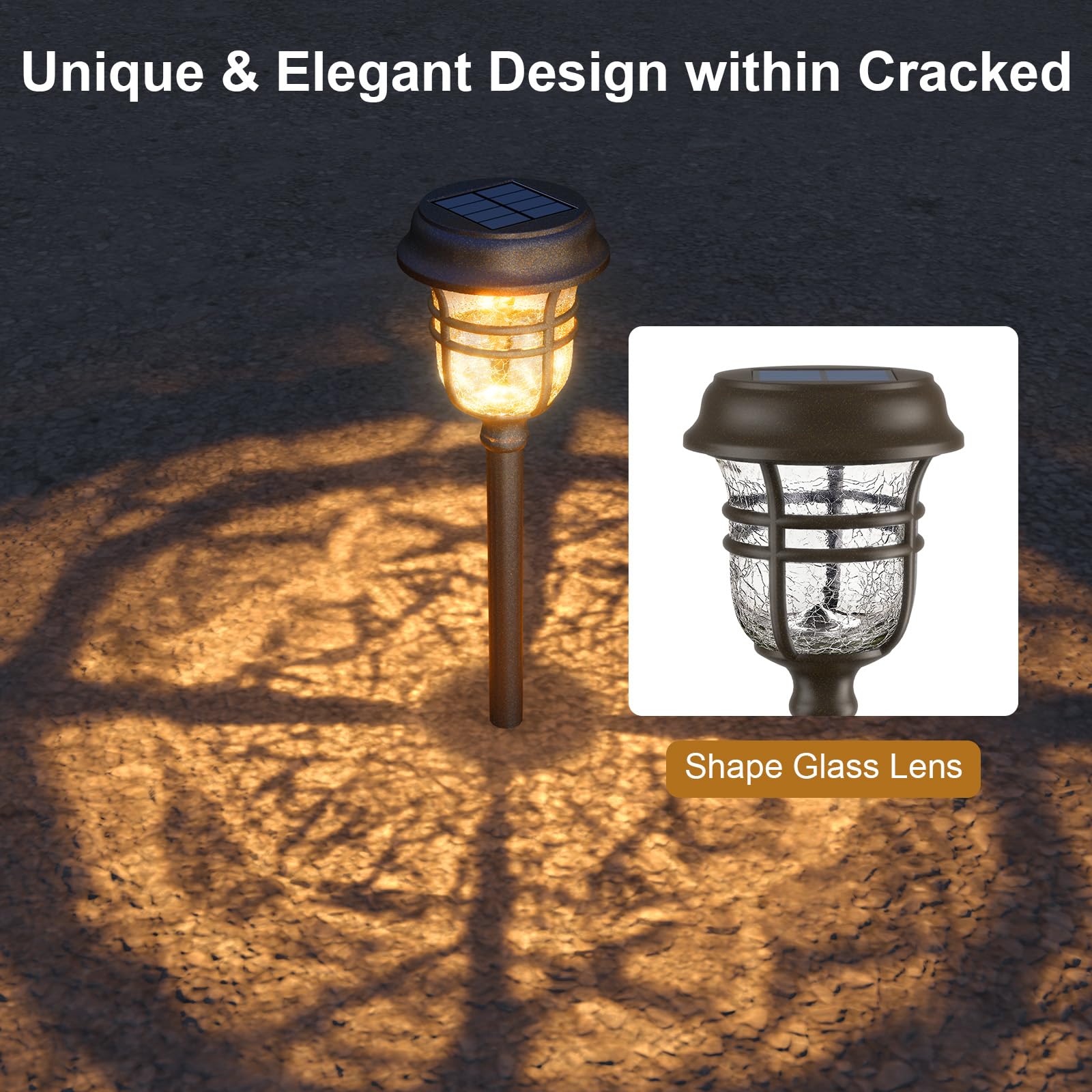 XMCOSY+ Solar Outdoor Lights, 7-Color Changing LED, IP65 Waterproof, 6 Pack, Reddish-Brown, Model SL-R120-06
