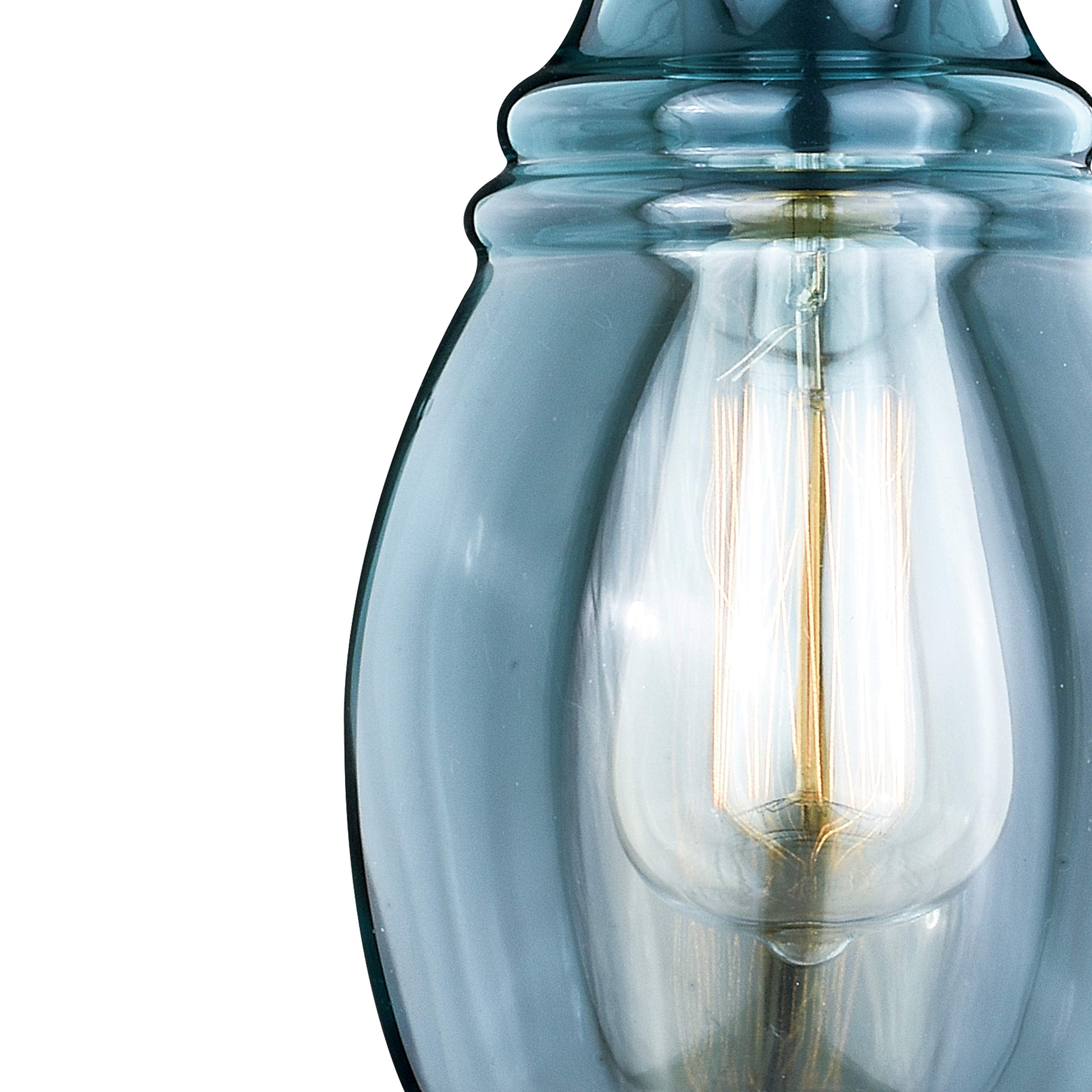 VAXCEL Millie Mini Pendant Light, Oil Rubbed Bronze, Smoke Blue Glass, 5.25in W, Model P0247