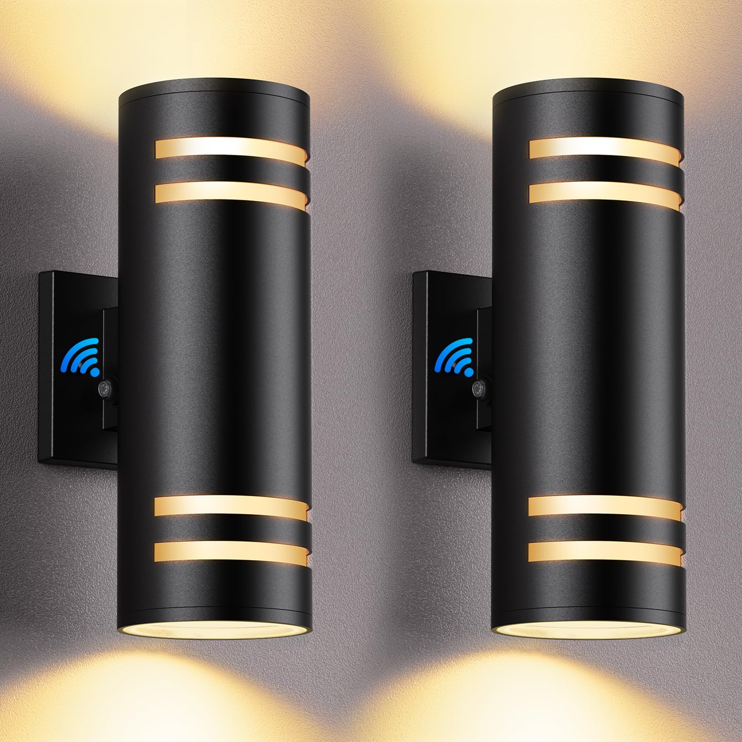 Shimr Dusk To Dawn Outdoor Lighting 2 Pack  Modern Outdoor Wall Lights With Led Bulbs  Matte Black Exterior Lighting Fixtures Wall Mount  Up And Down Outside Lights For House Porch Garage [Etl Listed]