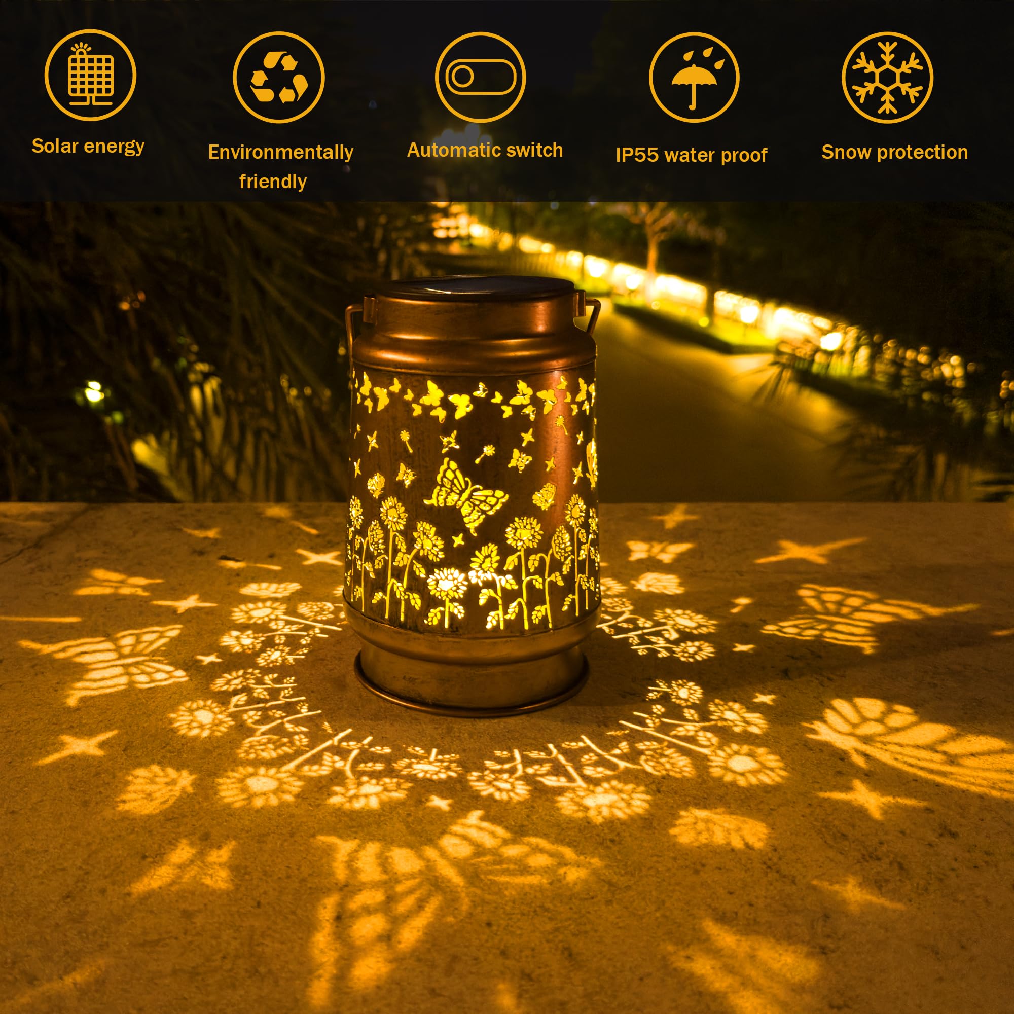 Anytalk Butterfly Solar Lantern Lights, Outdoor Solar Lanterns Garden Decor, Hanging Solar Lantern For Backyard Porch Patio Tabl