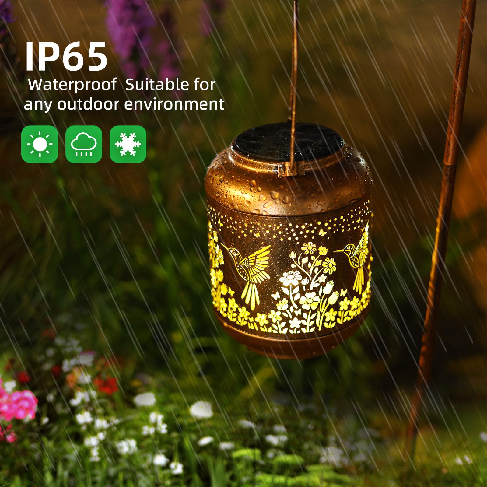 Hummingbird Solar Lanterns Outdoor Waterproof Birthday Gifts For Women Mom Grandma Hanging Lantern Yard Art Decorative Hummingbird Solar Lights For Decor Garden  Patio  Porch  Backyard  Pathway  Lawn