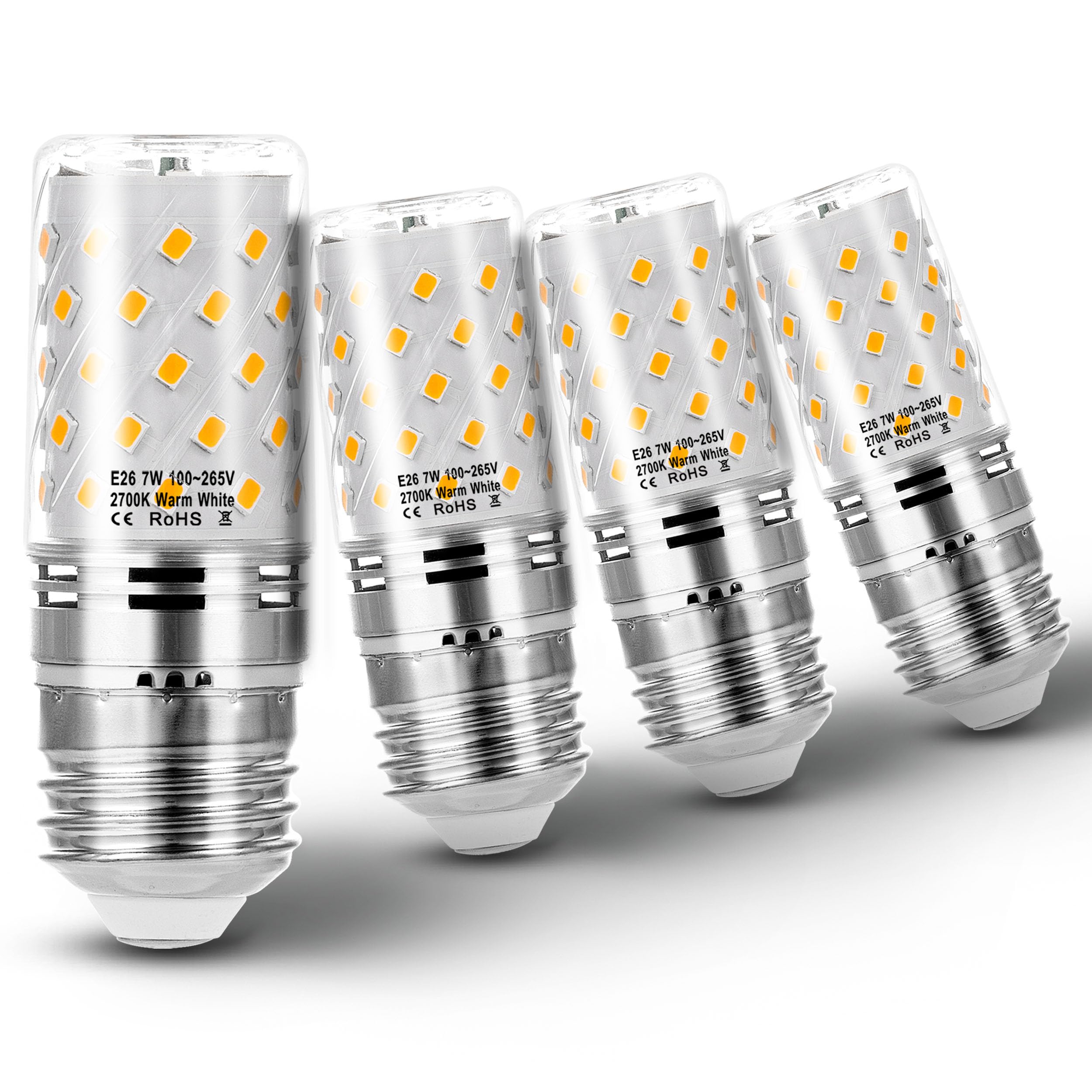 Heifymi E26 60W Equivalent Led Candelabra Bulbs, E26 7W Led Candle Light Bulbs 750Lm, 2700K Soft Warm White E26 Base Chandelier