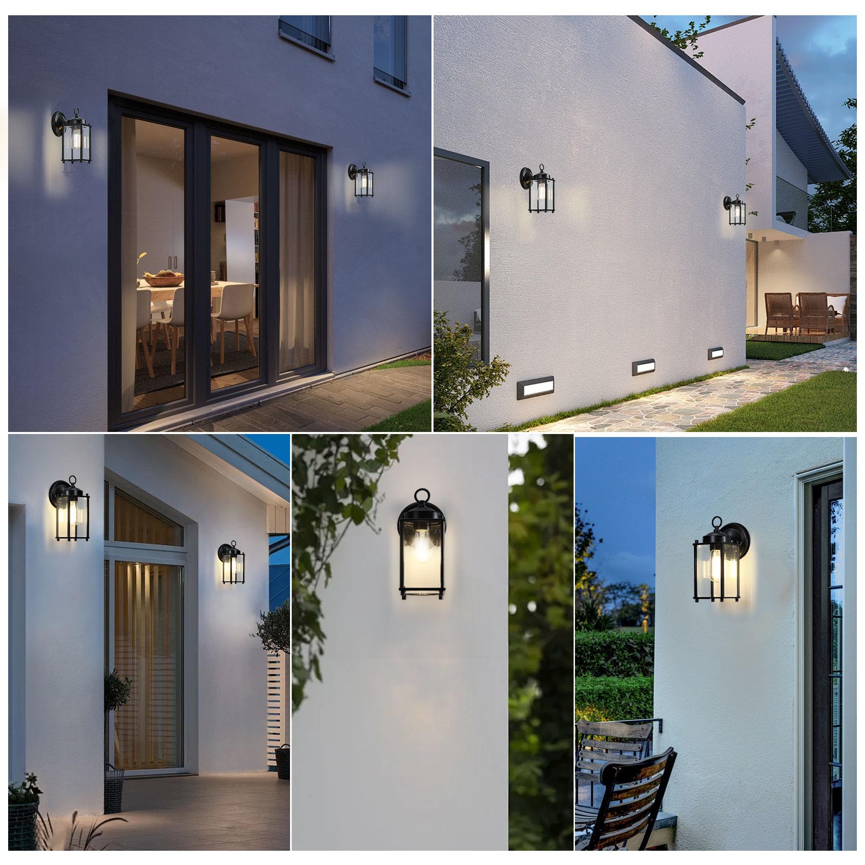 Senroyal Outdoor Wall Light, Exterior Lighting Fixture Wall Lantern, Black Porch Light Fixture With Clear Beveled Glass, Outdoor Wall Sconce Waterproof Anti-Rust E26 Socket For Front Door, 2 Pack