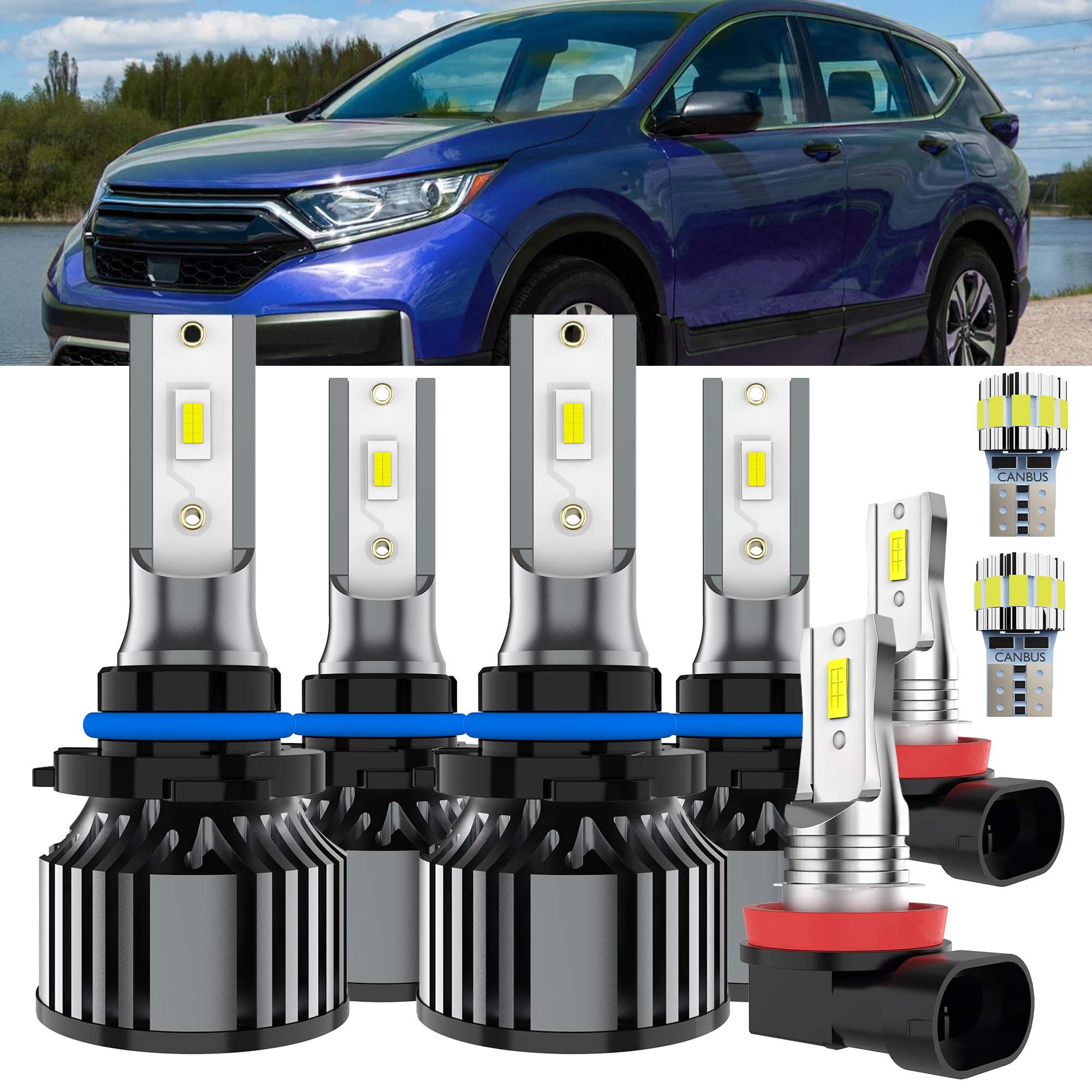 AYOTZIH Bulbs Fit For Toyota RAV4 2013-2015, High Beams+ Low Beams+ Fog Lights+ License Plate Lights Combo, 400% Brightness 6000