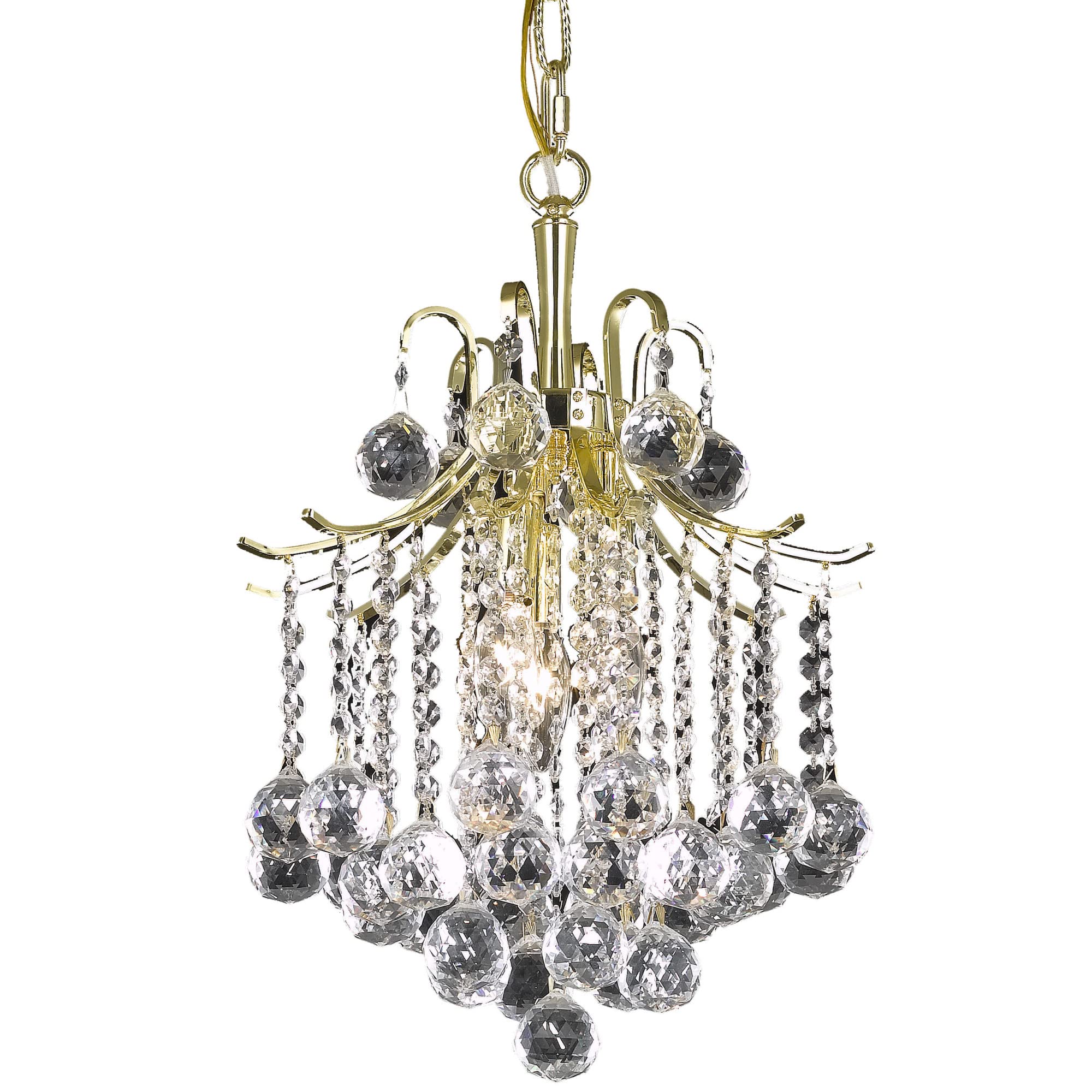 Elegant Lighting Gold 3-Light Pendant - Amelia Collection Alloy Steel Chandelier