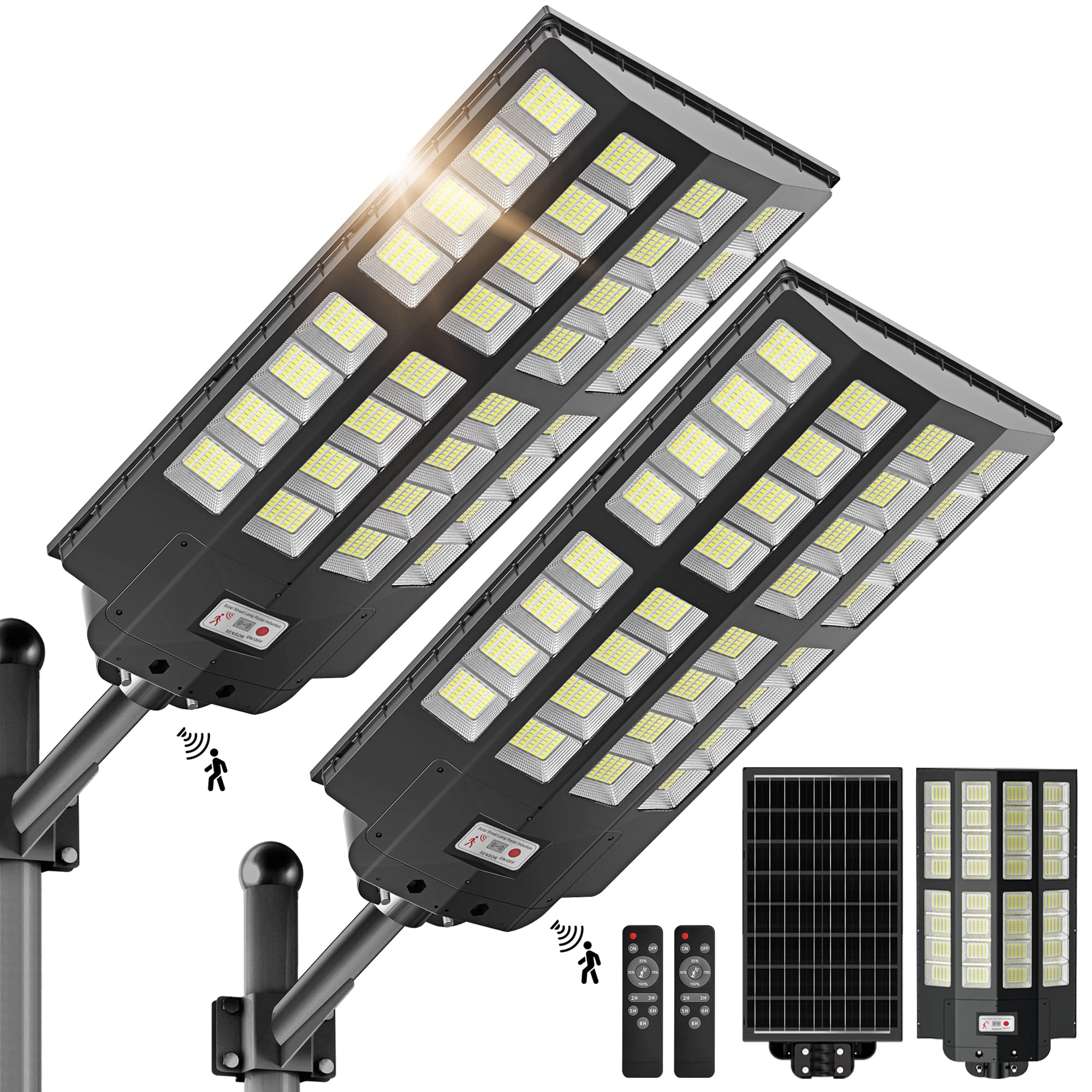 7000W Solar Street Lights Outdoor - Wide Angle Solar Lights Outdoor Dusk to Dawn, Commercial Parking Lot Light Motion Sensor, He