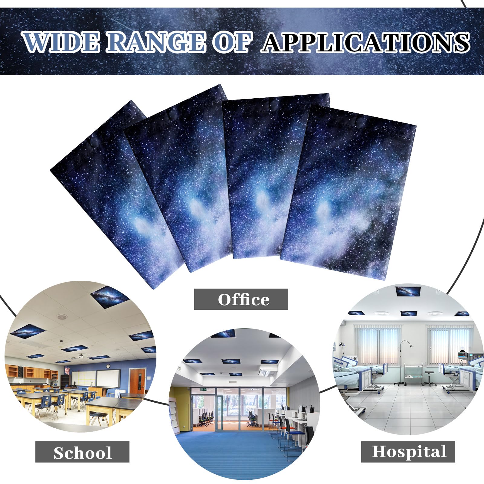 VIHOSE Fluorescent Light Covers for Ceiling Lights, 2x2 Feet, Milky Way, Reduces Glare and Flicker, Model ANB-VIHOSE-17444