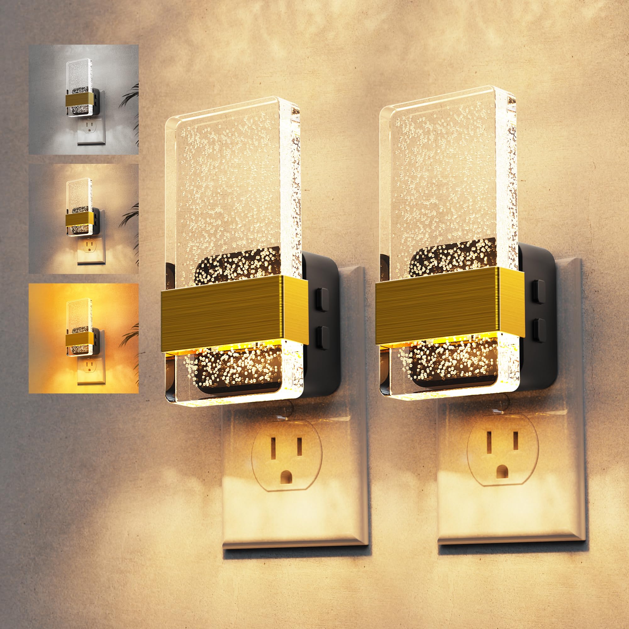 L Lohas Led Night Light  2 Pack 3Cct Night Lights Plug Into Wall  2000K/3000K/5000K Adjustable Color Temperature Nightlight  Dusk To Dawn Sensor Dimmable Nightlights For Bathroom  Hallway  Gift
