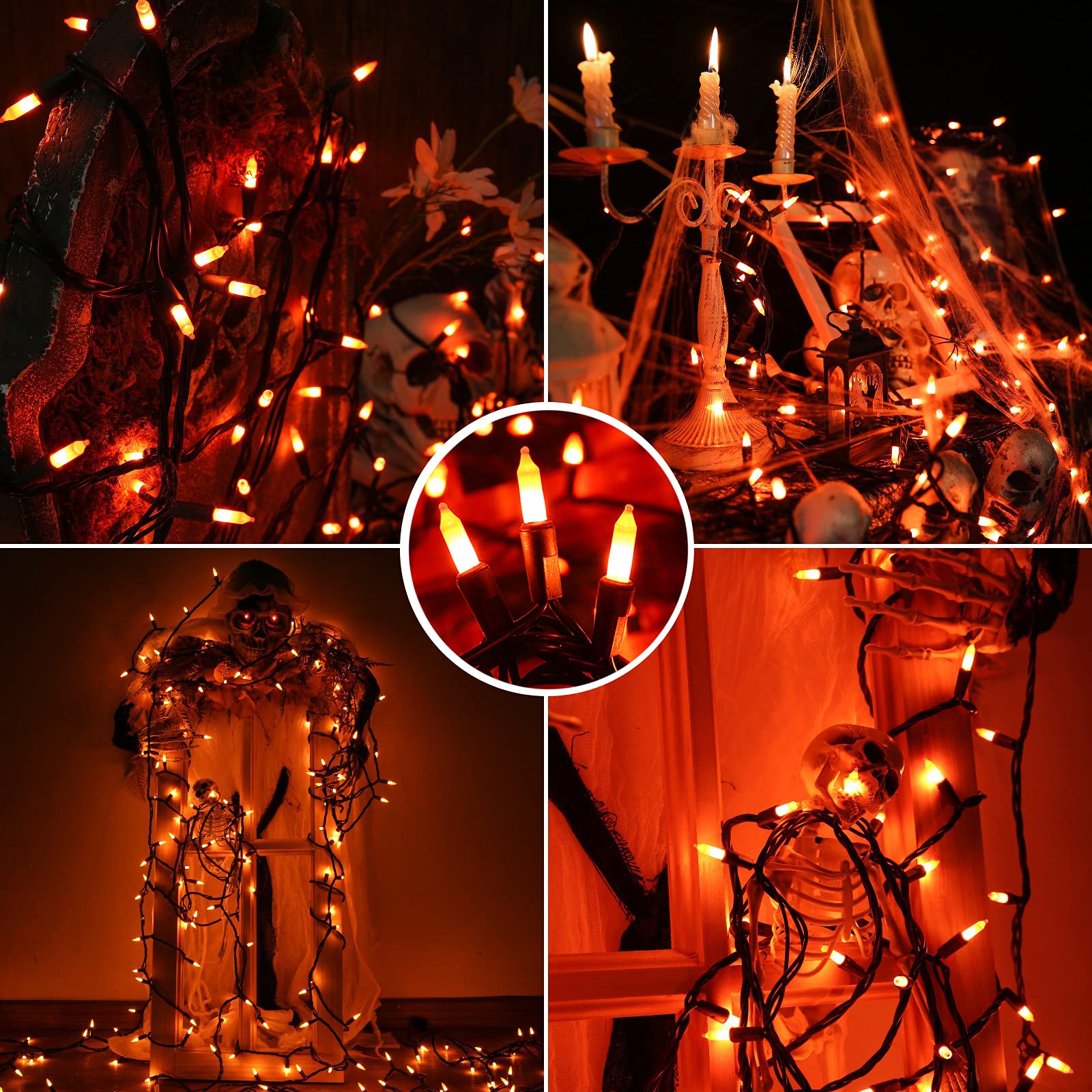 Toodour Halloween String Lights, 25ft 100 Count, Incandescent Mini Bulbs, UL Certified, Orange, Model ZF-100-2/SB