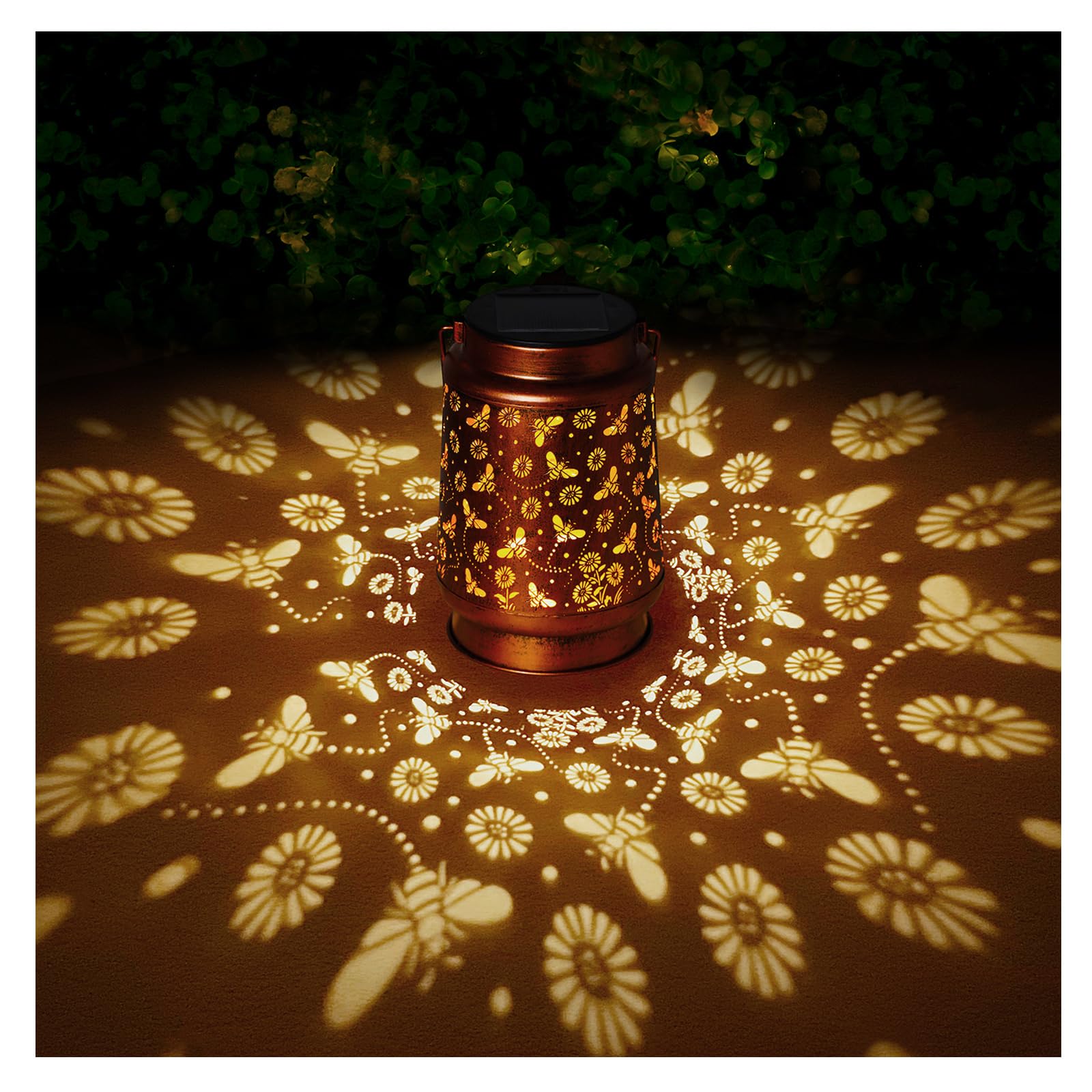Solar Lanterns Outdoor Waterproof Bee Garden Decor Gifts for Women Mom Grandma Hanging Solar Lights Metal Solar Decoration Outsi
