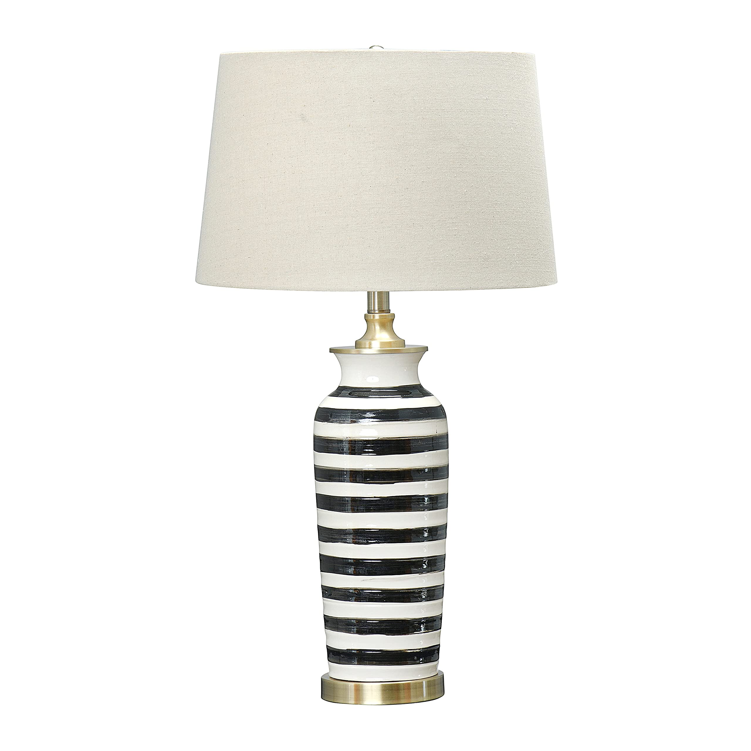 Creative Co-Op 29 H Striped Ceramic and Metal Desk Lamp