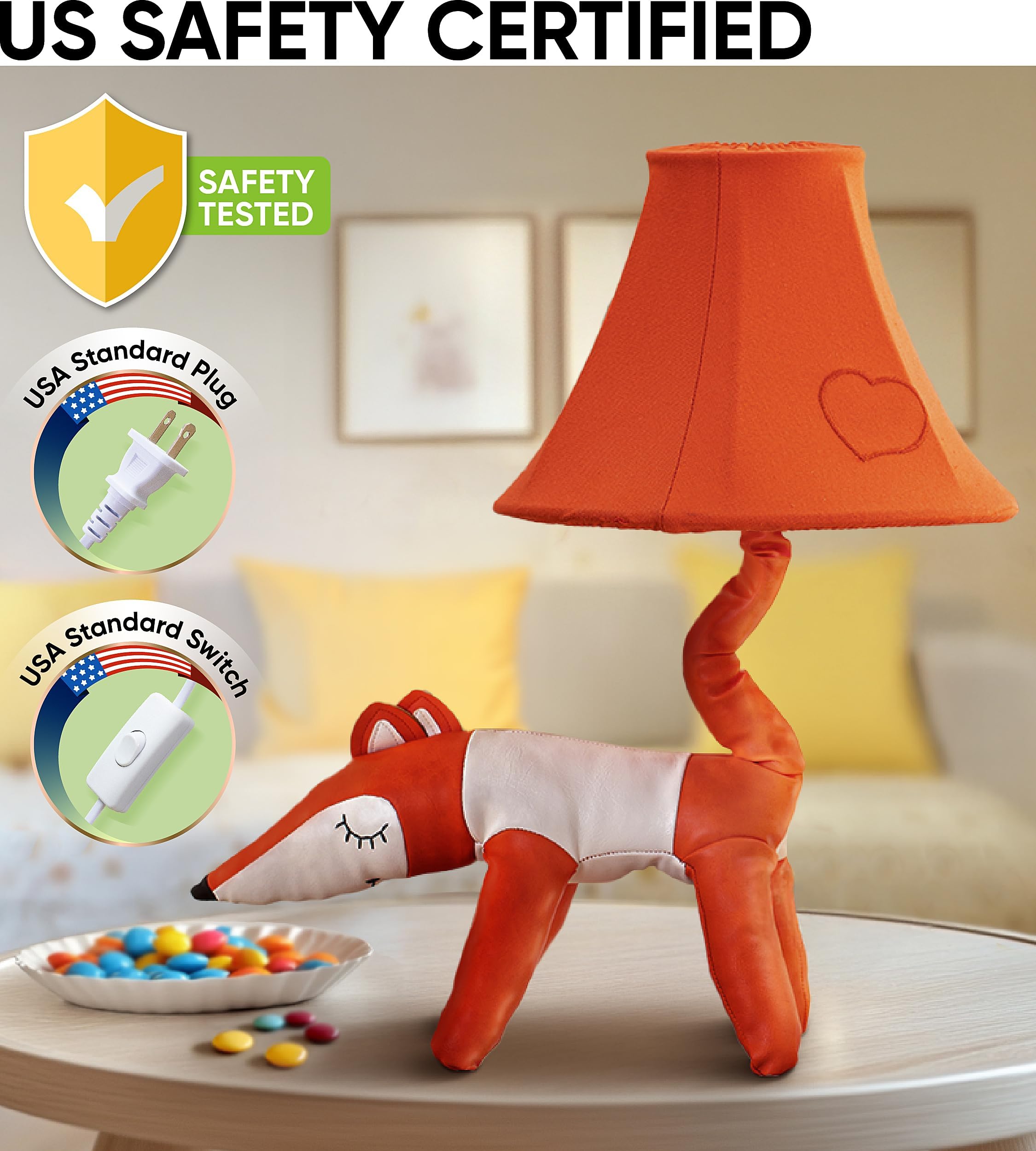 Fox Kids Lamp For Girls Bedroom - 20  Animal Lamp For Kids Room - Cute Christmas Gifts  Birthday Gifts For All Ages: Toddler Boys  Children  Grandkids 3 4 5 And Up Years Old  Sister Brother  Sibling
