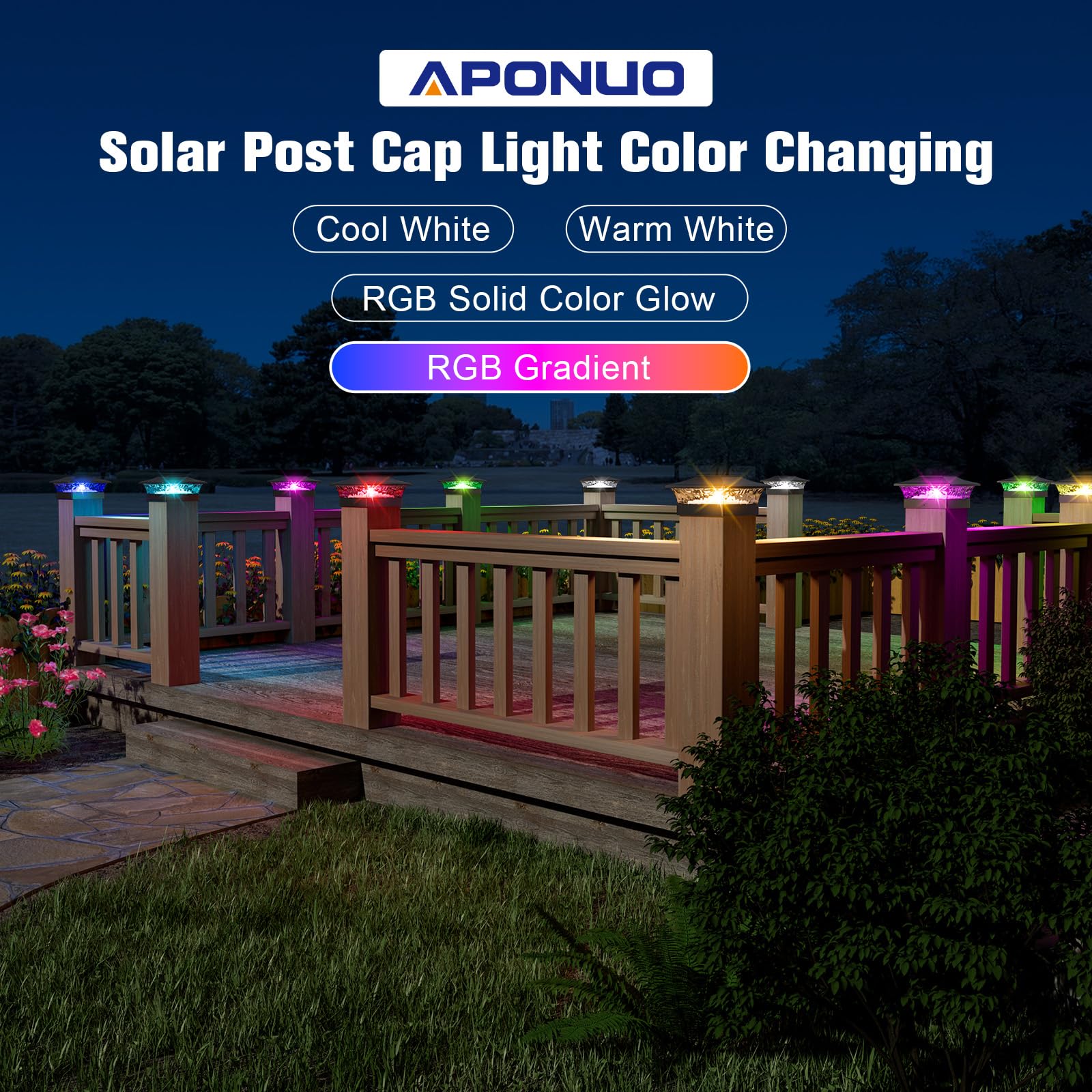 Aponuo 4X4 Solar Lighted Post Caps,4X4 Solar Post Cap Lights 4 Lighting Modes,Deck Post Lights Solar Powered Outdoor For Fence D
