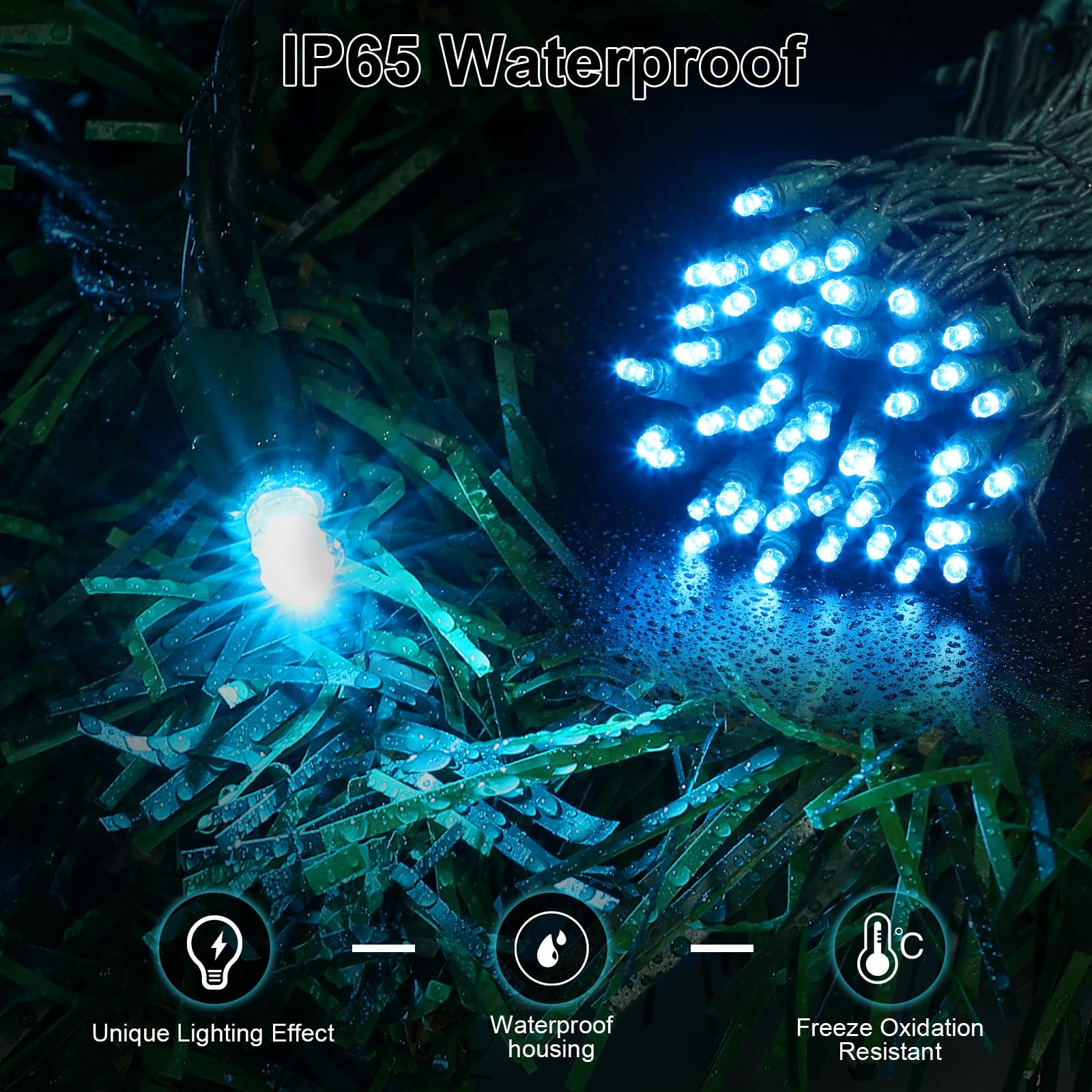 Aqua Led Christmas Lights - 25Ft 50 Counts Christmas Lights Outdoor Waterproof, 5Mm Wide Angle Commercial Grade Mini Lights, Ind