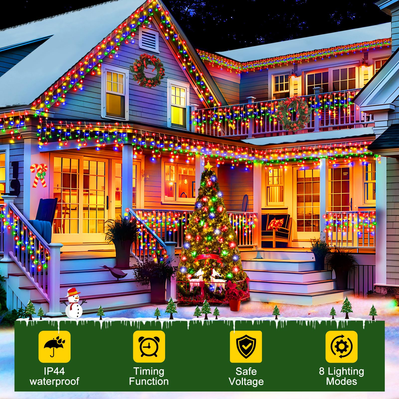 SAUIRS 100FT 960 LED Christmas Lights, Multicolor, Waterproof, 8 Modes, Timer, Indoor/Outdoor Decor, Model Shiyi02-MNO02-Shiyi
