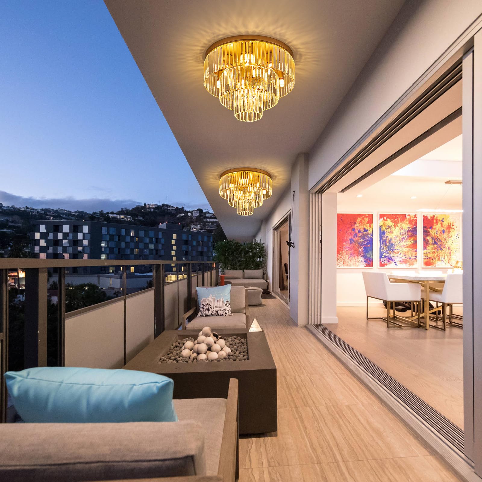 Faibra 10-Light Gold Crystal Ceiling Light 21.65" Modern Crystal Ceiling Light Fixture 3-Tier Luxury K9 Crystal Ceiling Light,For Dining Room Kitchen Island Living Room Bedroom Entryway