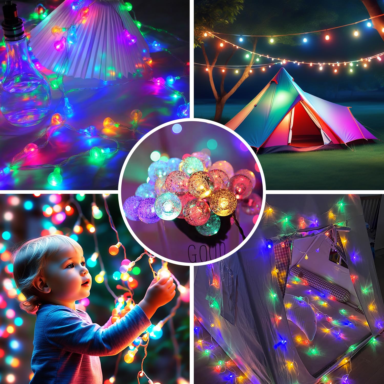 Xzai Globe Fairy String Lights, 33Ft 100Led Battery Operated With Remote, Ip67 Waterproof Indoor Outdoor Hanging Crystal Beads F