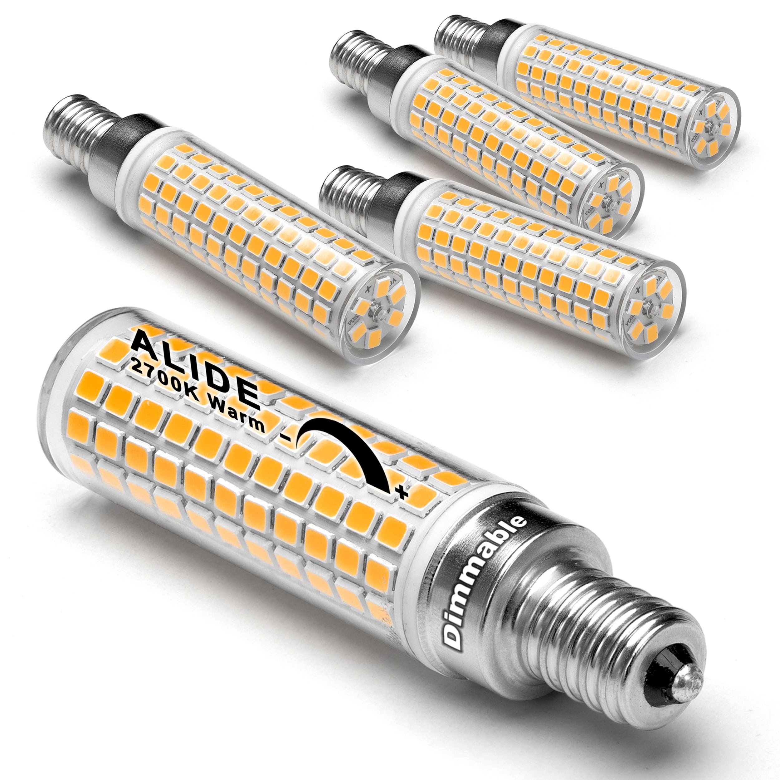 Alide Dimmable E12 100 Watt Equivalent Led Candelabra Bulbs C7,2700K Warm White,1000Lm T6 E12 10W Led Ceil Fan Light Bulbs For C