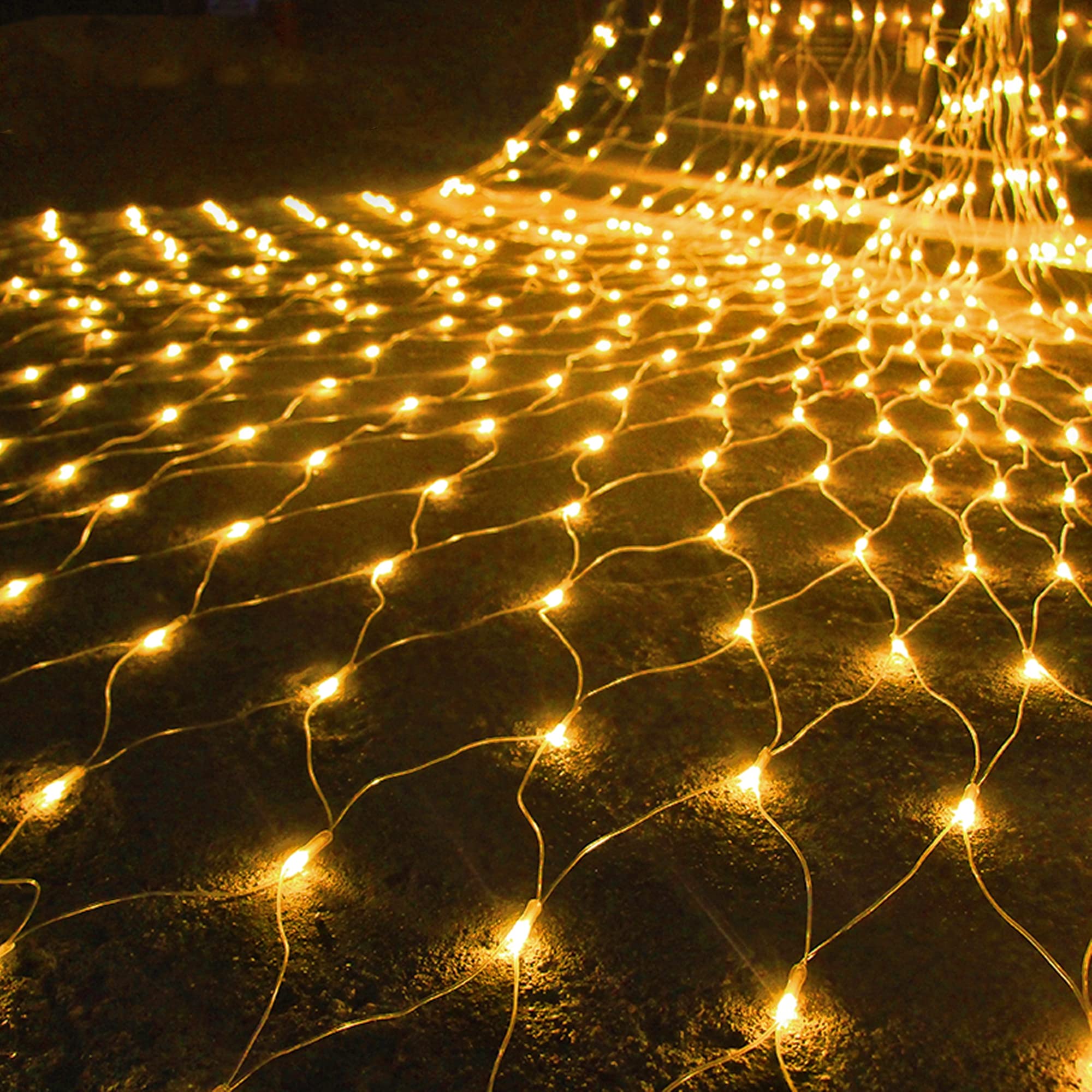 WATERGLIDE Outdoor Christmas Net Lights, 12FT x 5FT 360 LED Fairy String Light with 8 Lighting Modes, Connectable Light for Gard