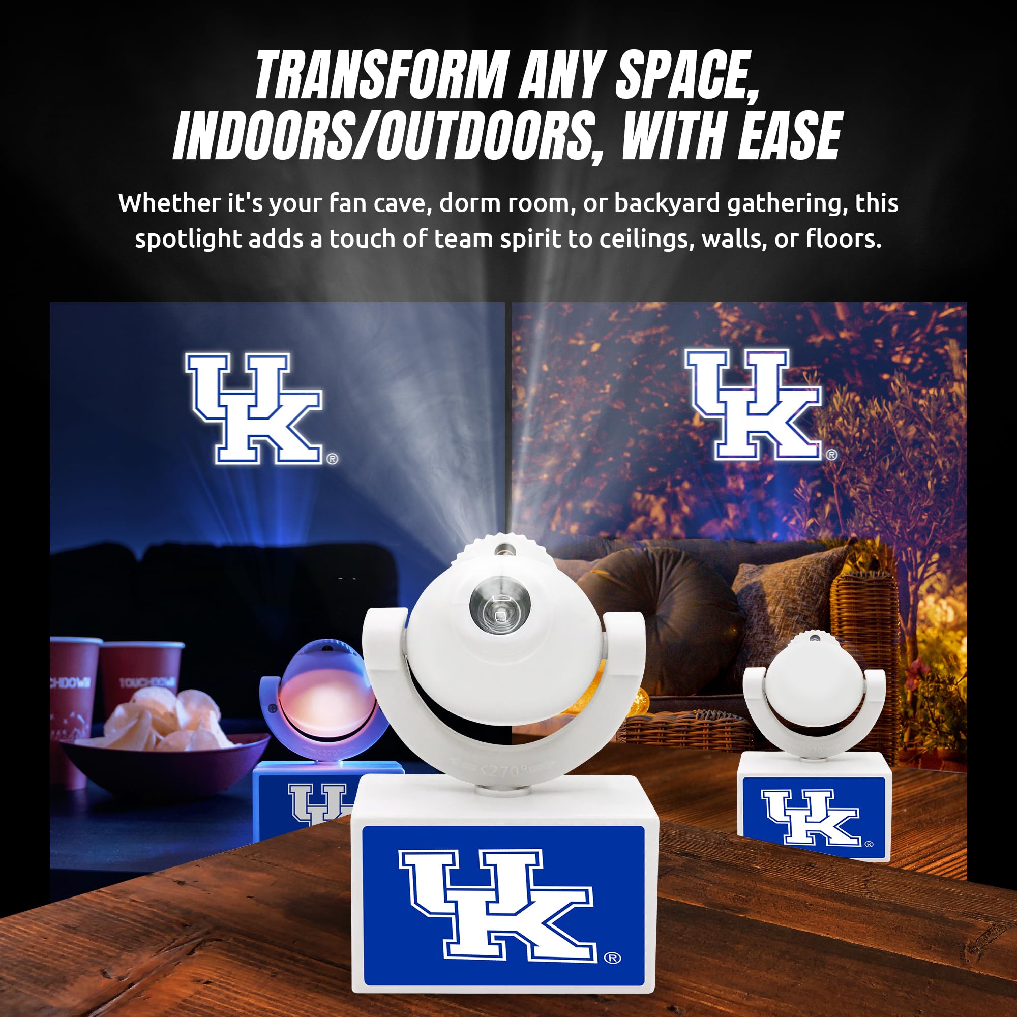 Sporticulture Ncaa Kentucky Led Mini Spotlight Projector, 6 Team Logos, Portable & Rechargeable