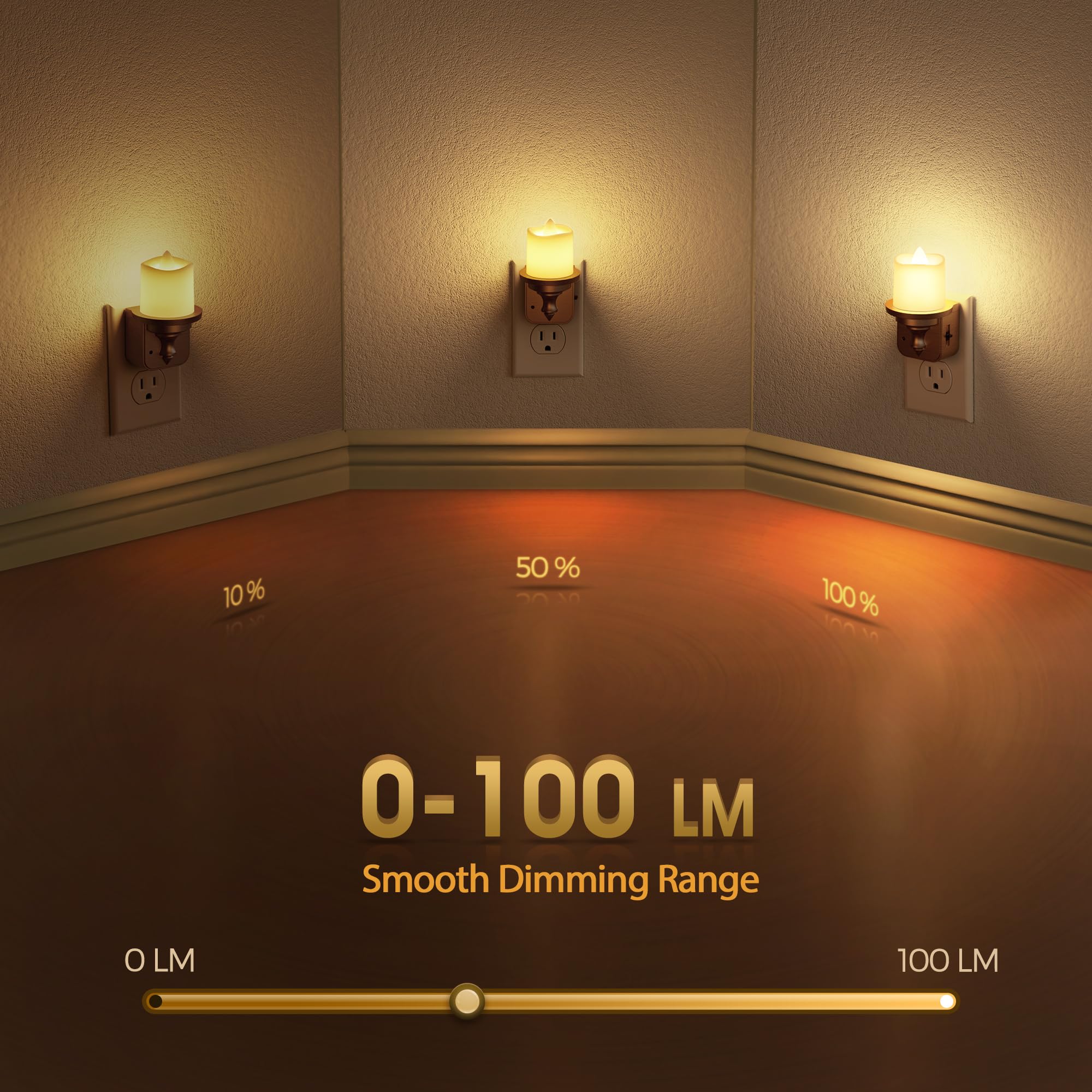 Briignite Vintage LED Night Light Plug-in 2 Pack, Dimmable 0-100LM, 3000K Soft White, Warm Woodgrain Color