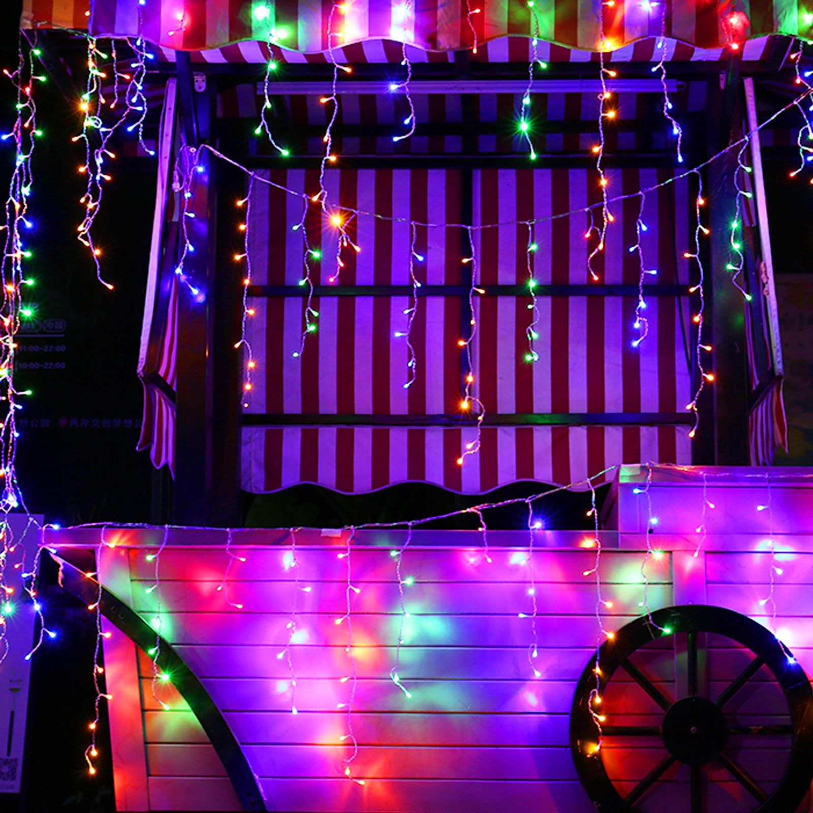 Lomotech Christmas Icicle Lights - 32Ft Waterproof Multicolor Connectable with Timer, Model SSL0200-I-24V