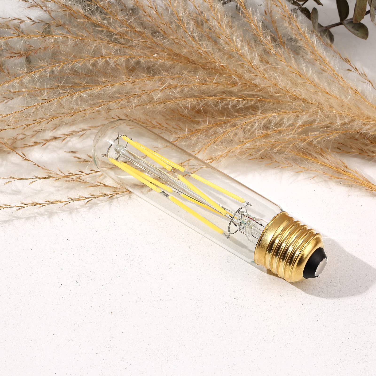 Create Bright E26 Led Bulb Neutral Light 4000K T10 Dimmable Light Bulbs 8W Equal 100W Candle Bulb,4.96 In,12 Packs